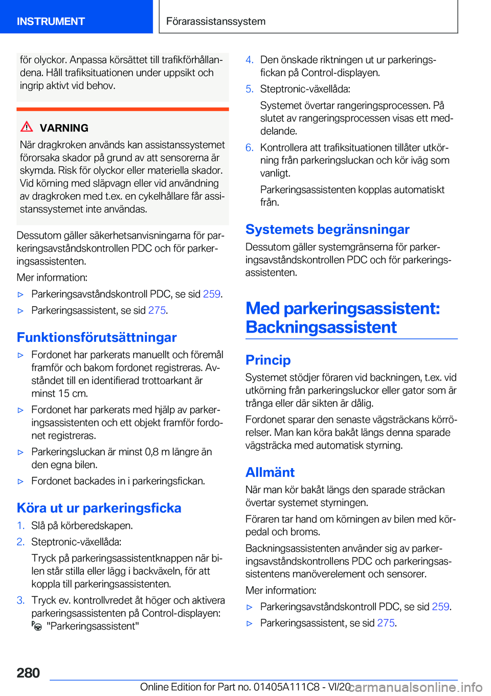 BMW 3 SERIES SEDAN PLUG-IN HYBRID 2021  InstruktionsbÖcker (in Swedish) �f�