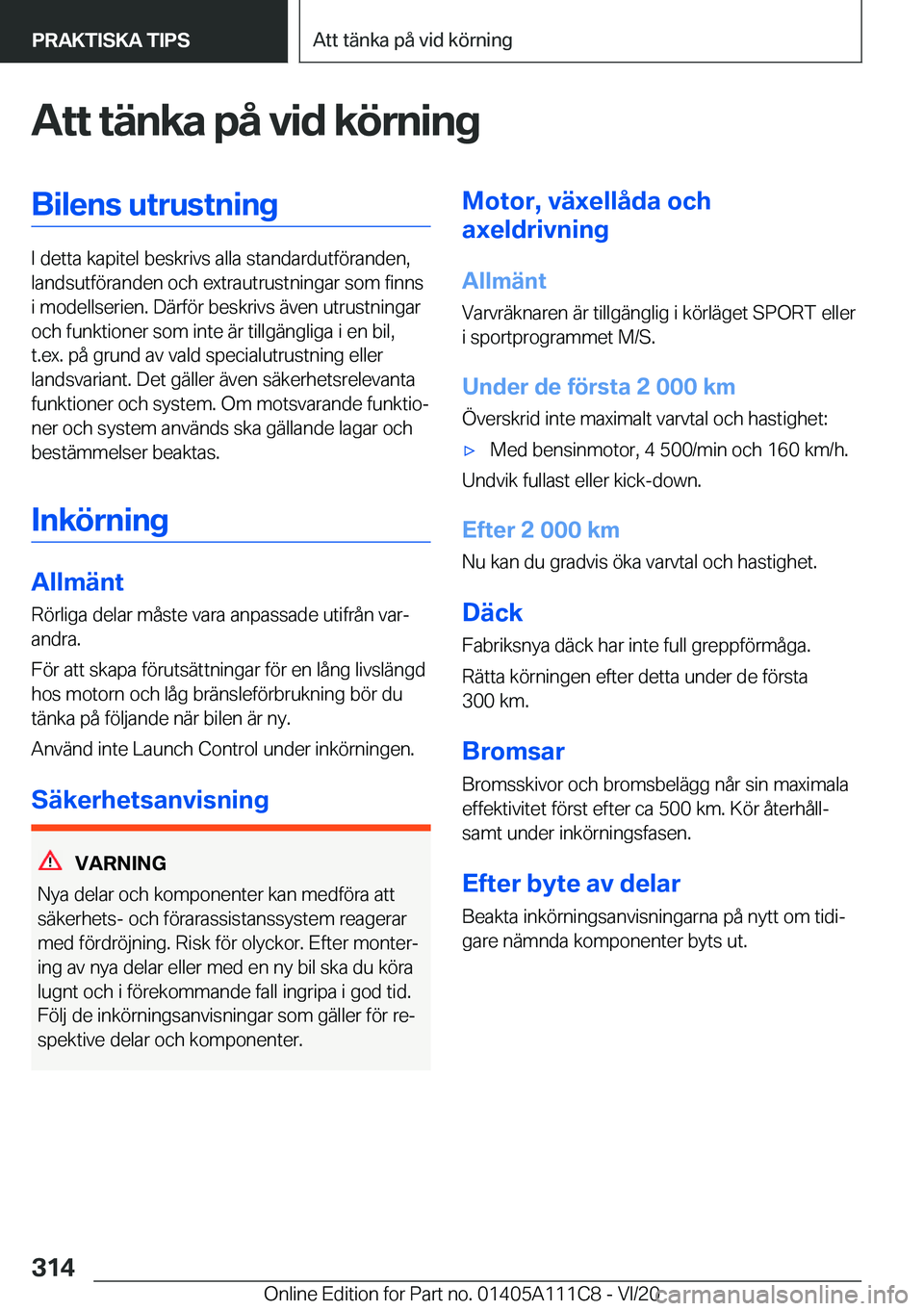 BMW 3 SERIES SEDAN PLUG-IN HYBRID 2021  InstruktionsbÖcker (in Swedish) �A�t�t��t�ä�n�k�a��p�å��v�i�d��k�