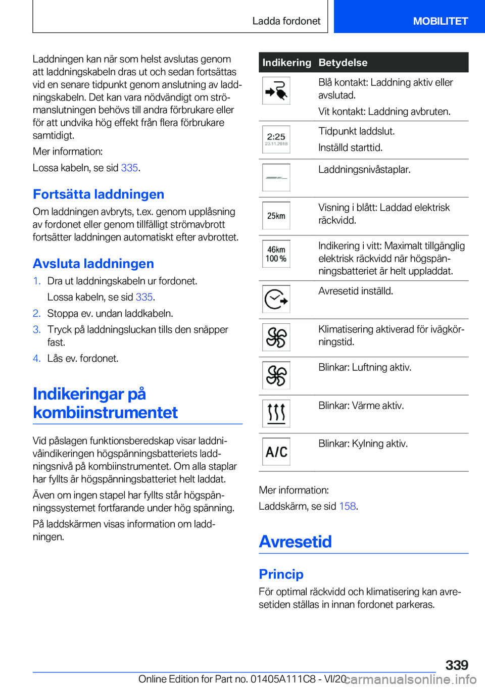 BMW 3 SERIES SEDAN PLUG-IN HYBRID 2021  InstruktionsbÖcker (in Swedish) �L�a�d�d�n�i�n�g�e�n��k�a�n��n�ä�r��s�o�m��h�e�l�s�t��a�v�s�l�u�t�a�s��g�e�n�o�m
�a�t�t��l�a�d�d�n�i�n�g�s�k�a�b�e�l�n��d�r�a�s��u�t��o�c�h��s�e�d�a�n��f�o�r�t�s�ä�t�t�a�s
�v�i�d��e�n�