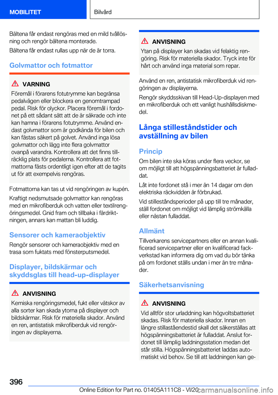 BMW 3 SERIES SEDAN PLUG-IN HYBRID 2021  InstruktionsbÖcker (in Swedish) �B�ä�l�t�e�n�a��f�å�r��e�n�d�a�s�t��r�e�n�g�
