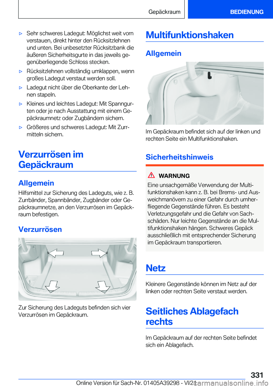 BMW 4 SERIES 2022  Betriebsanleitungen (in German) x�S�e�h�r��s�c�h�w�e�r�e�s��L�a�d�e�g�u�t�:��M�