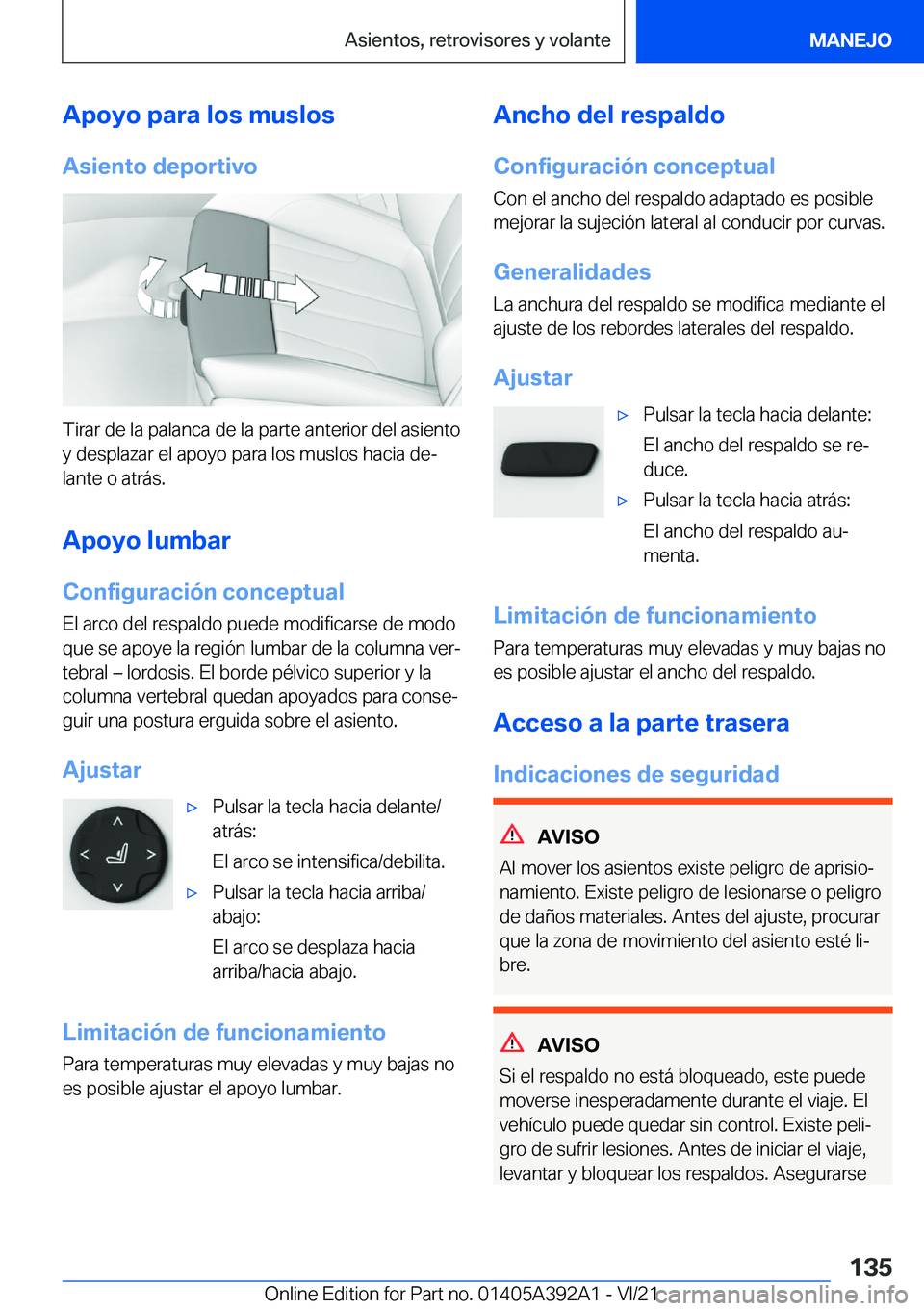 BMW 4 SERIES 2022  Manuales de Empleo (in Spanish) �A�p�o�y�o��p�a�r�a��l�o�s��m�u�s�l�o�s�A�s�i�e�n�t�o��d�e�p�o�r�t�i�v�o
�T�i�r�a�r��d�e��l�a��p�a�l�a�n�c�a��d�e��l�a��p�a�r�t�e��a�n�t�e�r�i�o�r��d�e�l��a�s�i�e�n�t�o�y��d�e�s�p�l�a�z�