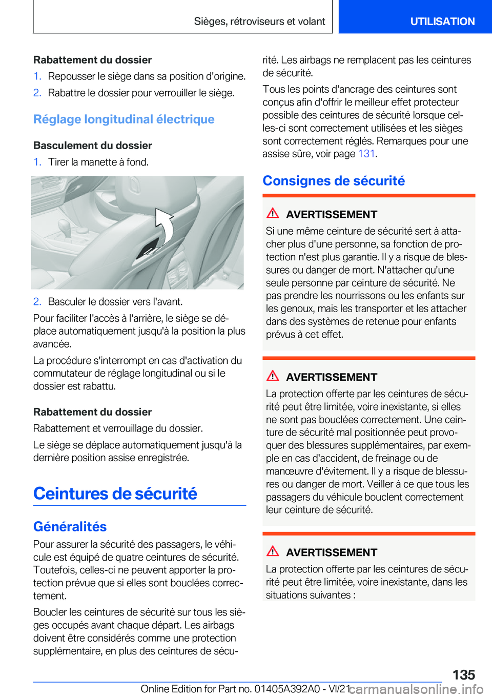 BMW 4 SERIES 2022  Notices Demploi (in French) �R�a�b�a�t�t�e�m�e�n�t��d�u��d�o�s�s�i�e�r�1�.�R�e�p�o�u�s�s�e�r��l�e��s�i�è�g�e��d�a�n�s��s�a��p�o�s�i�t�i�o�n��d�'�o�r�i�g�i�n�e�.�2�.�R�a�b�a�t�t�r�e��l�e��d�o�s�s�i�e�r��p�o�u�r��