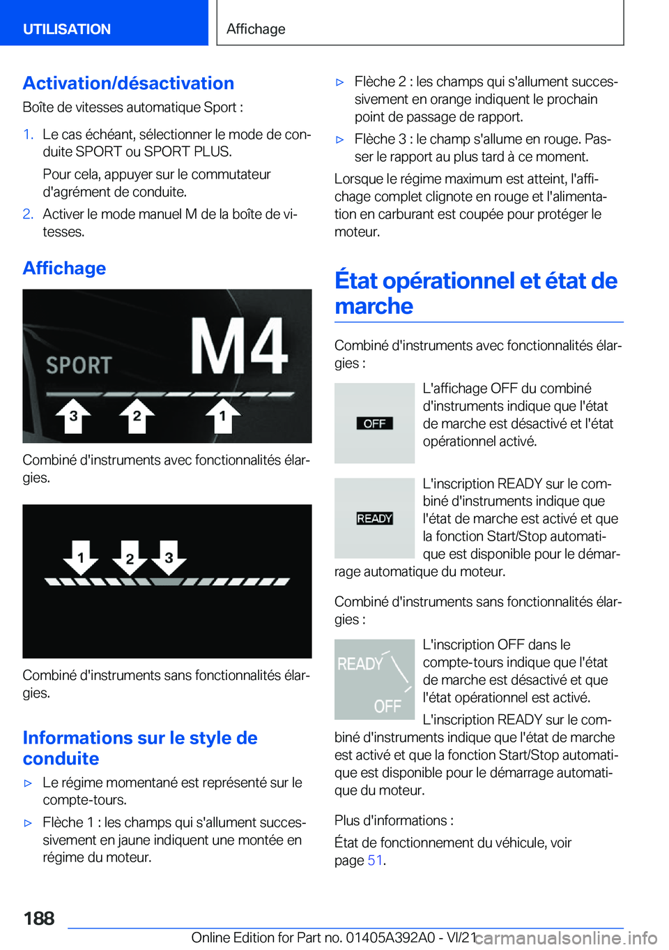 BMW 4 SERIES 2022  Notices Demploi (in French) �A�c�t�i�v�a�t�i�o�n�/�d�é�s�a�c�t�i�v�a�t�i�o�n�B�o�