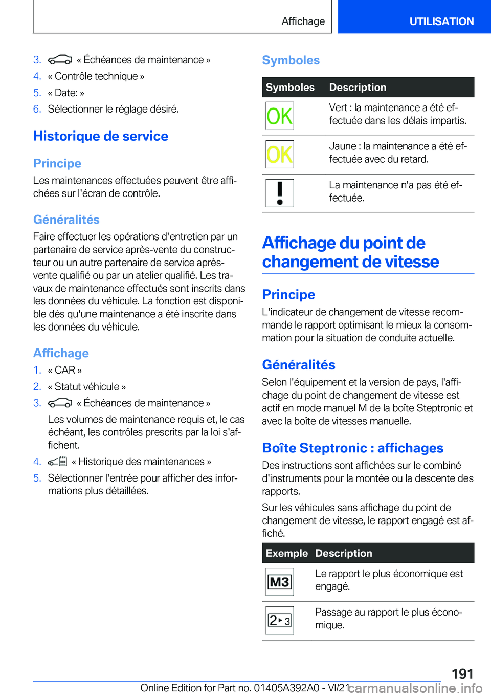 BMW 4 SERIES 2022  Notices Demploi (in French) �3�.���k��É�c�h�é�a�n�c�e�s��d�e��m�a�i�n�t�e�n�a�n�c�e��{�4�.�k��C�o�n�t�r�