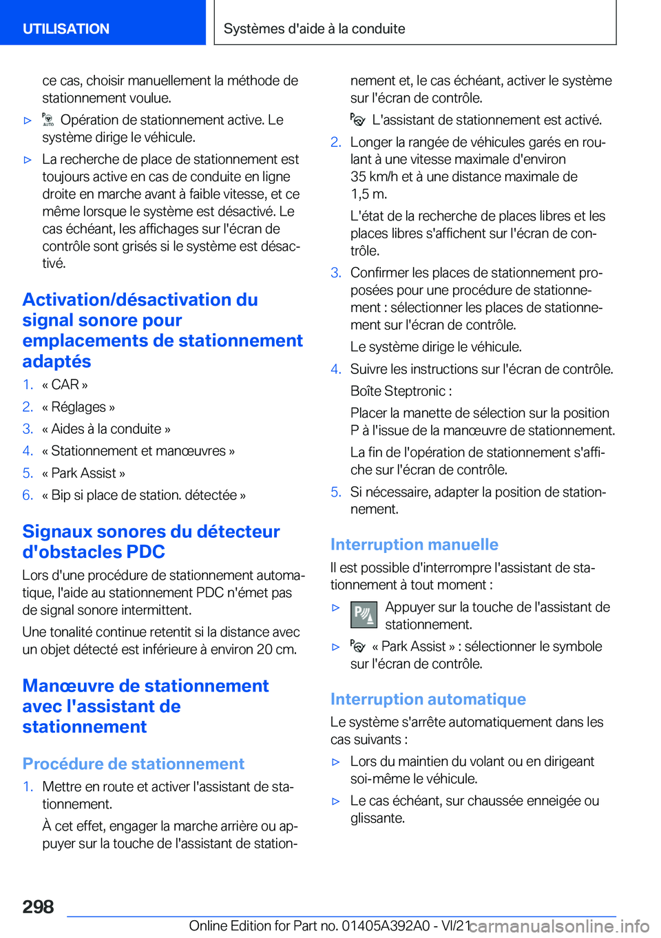 BMW 4 SERIES 2022  Notices Demploi (in French) �c�e��c�a�s�,��c�h�o�i�s�i�r��m�a�n�u�e�l�l�e�m�e�n�t��l�a��m�é�t�h�o�d�e��d�e�s�t�a�t�i�o�n�n�e�m�e�n�t��v�o�u�l�u�e�.'x���O�p�é�r�a�t�i�o�n��d�e��s�t�a�t�i�o�n�n�e�m�e�n�t��a�c�t�i