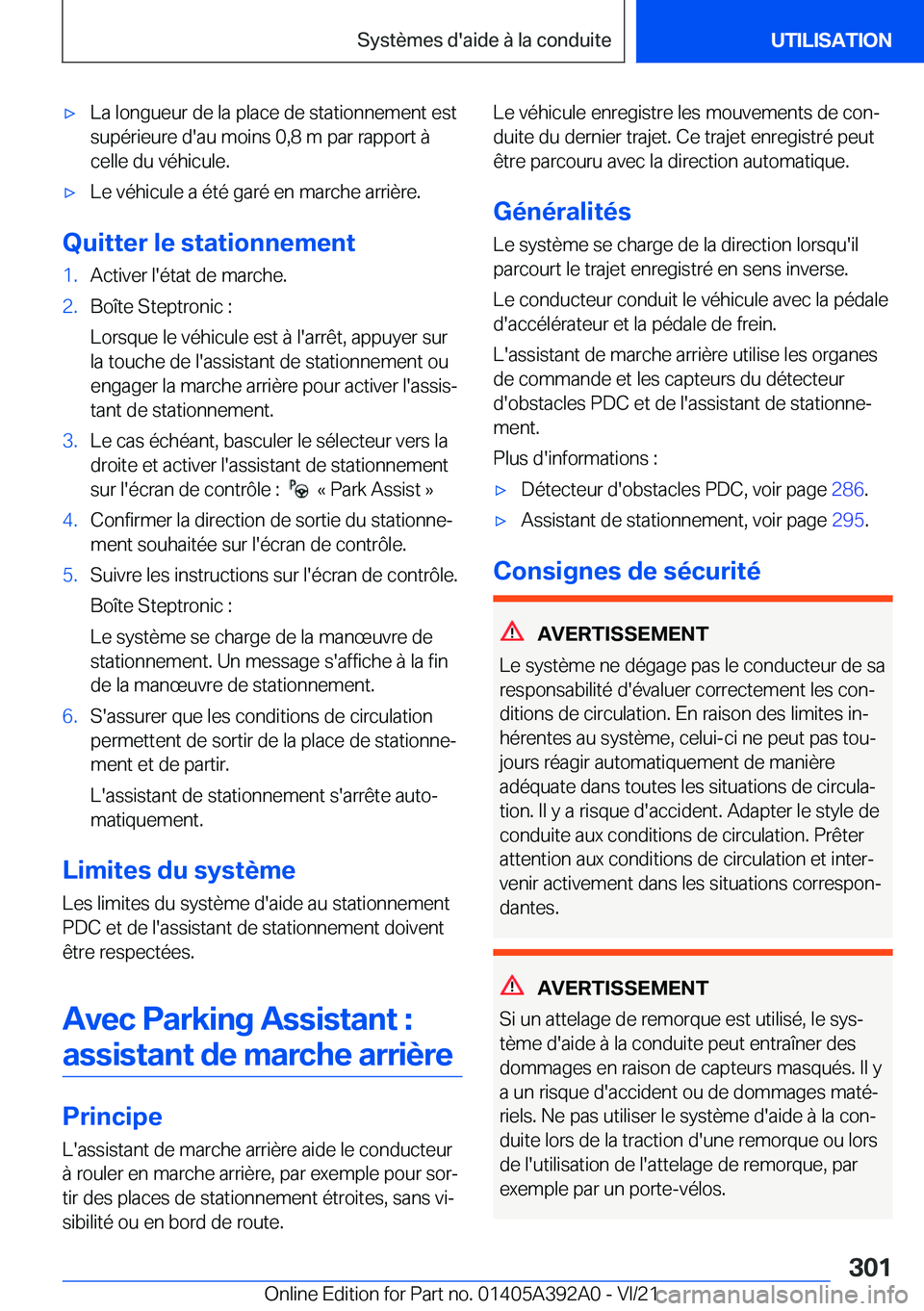 BMW 4 SERIES 2022  Notices Demploi (in French) 'x�L�a��l�o�n�g�u�e�u�r��d�e��l�a��p�l�a�c�e��d�e��s�t�a�t�i�o�n�n�e�m�e�n�t��e�s�t
�s�u�p�é�r�i�e�u�r�e��d�'�a�u��m�o�i�n�s��0�,�8��m��p�a�r��r�a�p�p�o�r�t��
