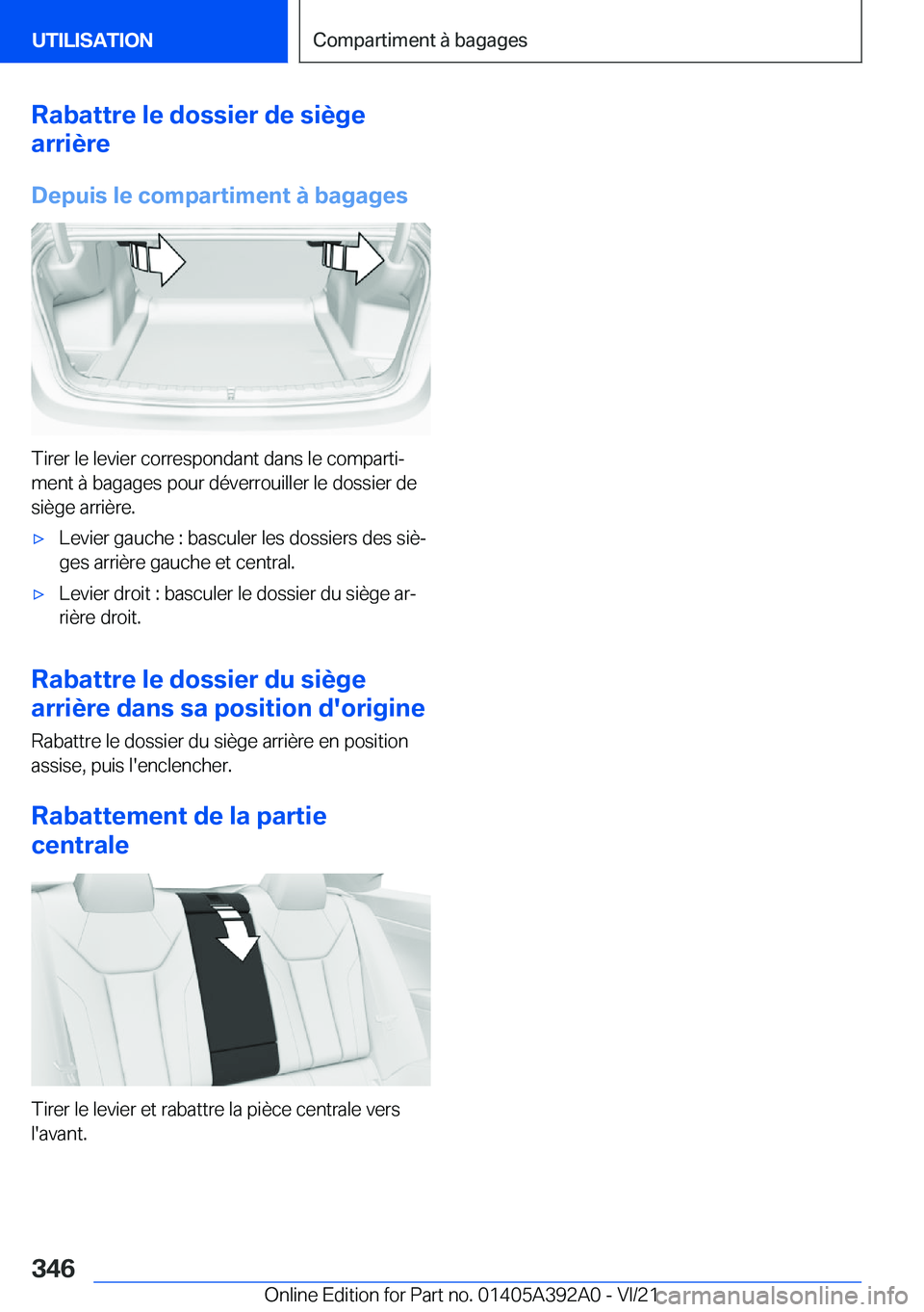 BMW 4 SERIES 2022  Notices Demploi (in French) �R�a�b�a�t�t�r�e��l�e��d�o�s�s�i�e�r��d�e��s�i�è�g�e
�a�r�r�i�è�r�e
�D�e�p�u�i�s��l�e��c�o�m�p�a�r�t�i�m�e�n�t��