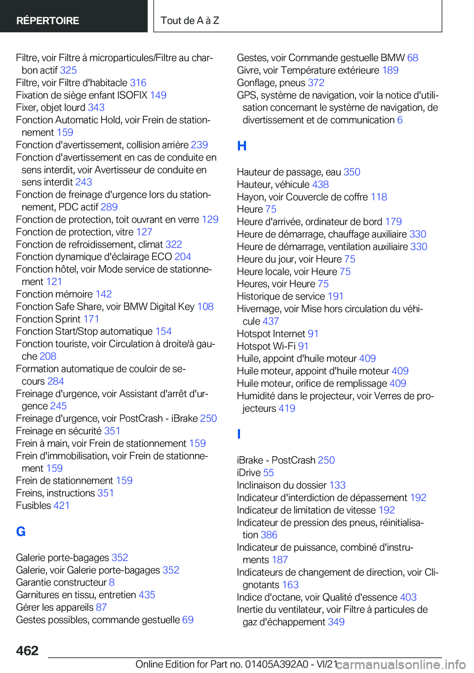 BMW 4 SERIES 2022  Notices Demploi (in French) �F�i�l�t�r�e�,��v�o�i�r��F�i�l�t�r�e��