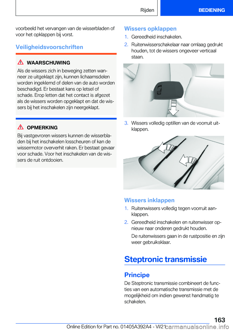 BMW 4 SERIES 2022  Instructieboekjes (in Dutch) �v�o�o�r�b�e�e�l�d��h�e�t��v�e�r�v�a�n�g�e�n��v�a�n��d�e��w�i�s�s�e�r�b�l�a�d�e�n��o�f�v�o�o�r��h�e�t��o�p�k�l�a�p�p�e�n��b�i�j��v�o�r�s�t�.
�V�e�i�l�i�g�h�e�i�d�s�v�o�o�r�s�c�h�r�i�f�t�e�n

