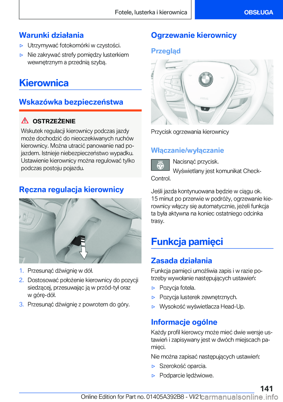 BMW 4 SERIES 2022  Instrukcja obsługi (in Polish) �W�a�r�u�n�k�i��d�z�i�a�ł�a�n�i�a'x�U�t�r�z�y�m�y�w�a�
