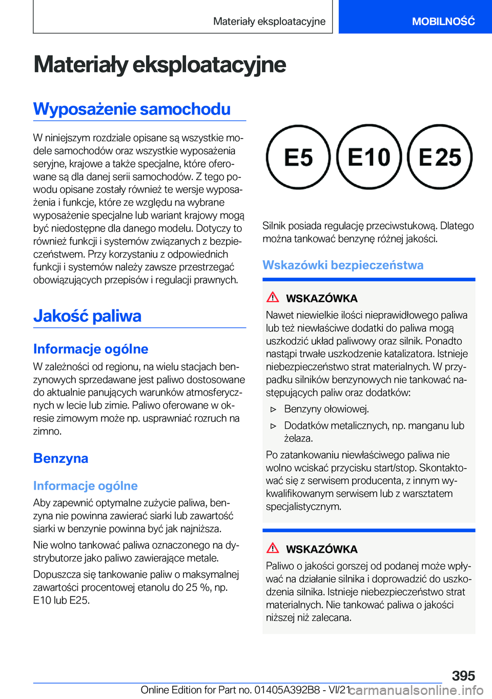 BMW 4 SERIES 2022  Instrukcja obsługi (in Polish) �M�a�t�e�r�i�a�ł�y��e�k�s�p�l�o�a�t�a�c�y�j�n�e�W�y�p�o�s�a9�e�n�i�e��s�a�m�o�c�h�o�d�u
�W��n�i�n�i�e�j�s�z�y�m��r�o�z�d�z�i�a�l�e��o�p�i�s�a�n�e��s�