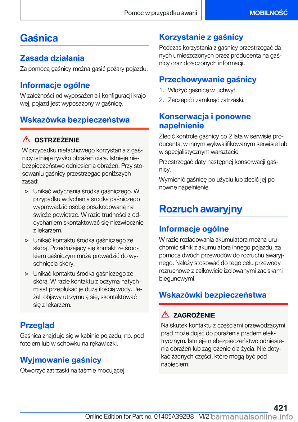 BMW 4 SERIES 2022  Instrukcja obsługi (in Polish) �G�a�n�i�c�a
�Z�a�s�a�d�a��d�z�i�a�ł�a�n�i�a
�Z�a��p�o�m�o�c�