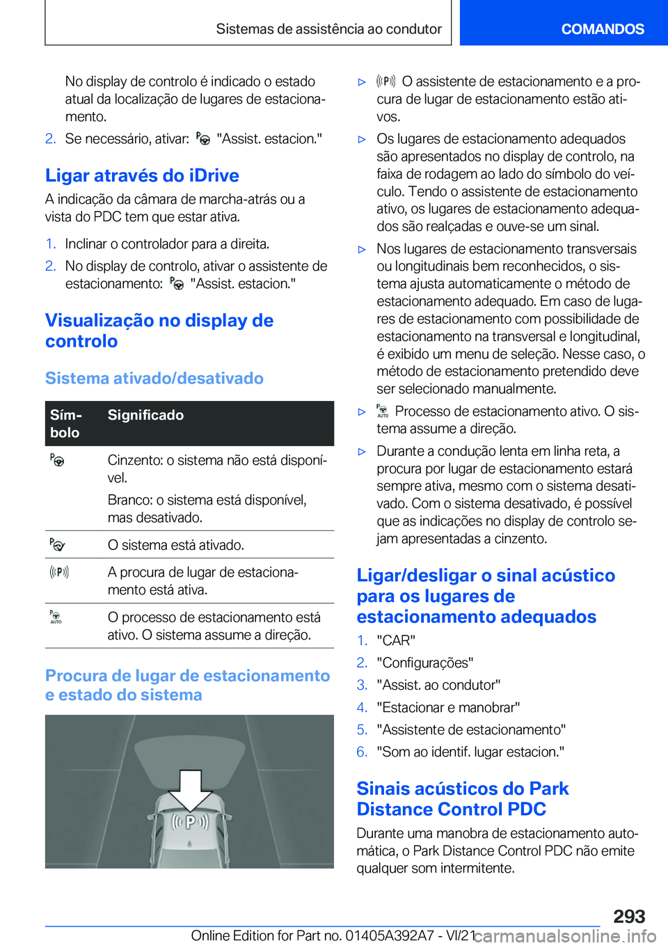 BMW 4 SERIES 2022  Manual do condutor (in Portuguese) �N�o��d�i�s�p�l�a�y��d�e��c�o�n�t�r�o�l�o��é��i�n�d�i�c�a�d�o��o��e�s�t�a�d�o�a�t�u�a�l��d�a��l�o�c�a�l�i�z�a�