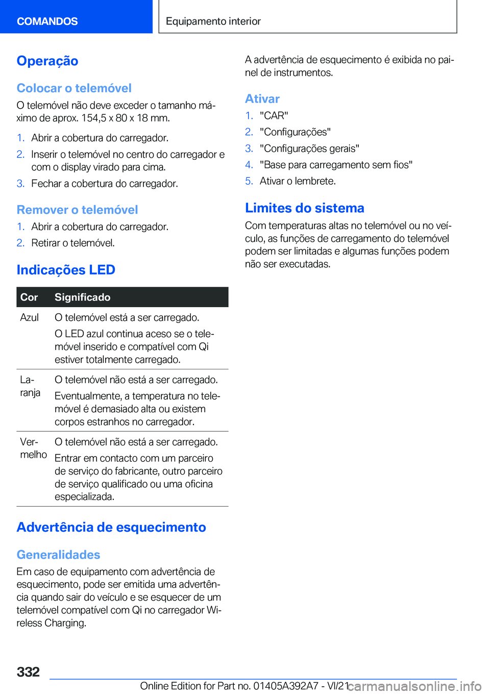 BMW 4 SERIES 2022  Manual do condutor (in Portuguese) �O�p�e�r�a�