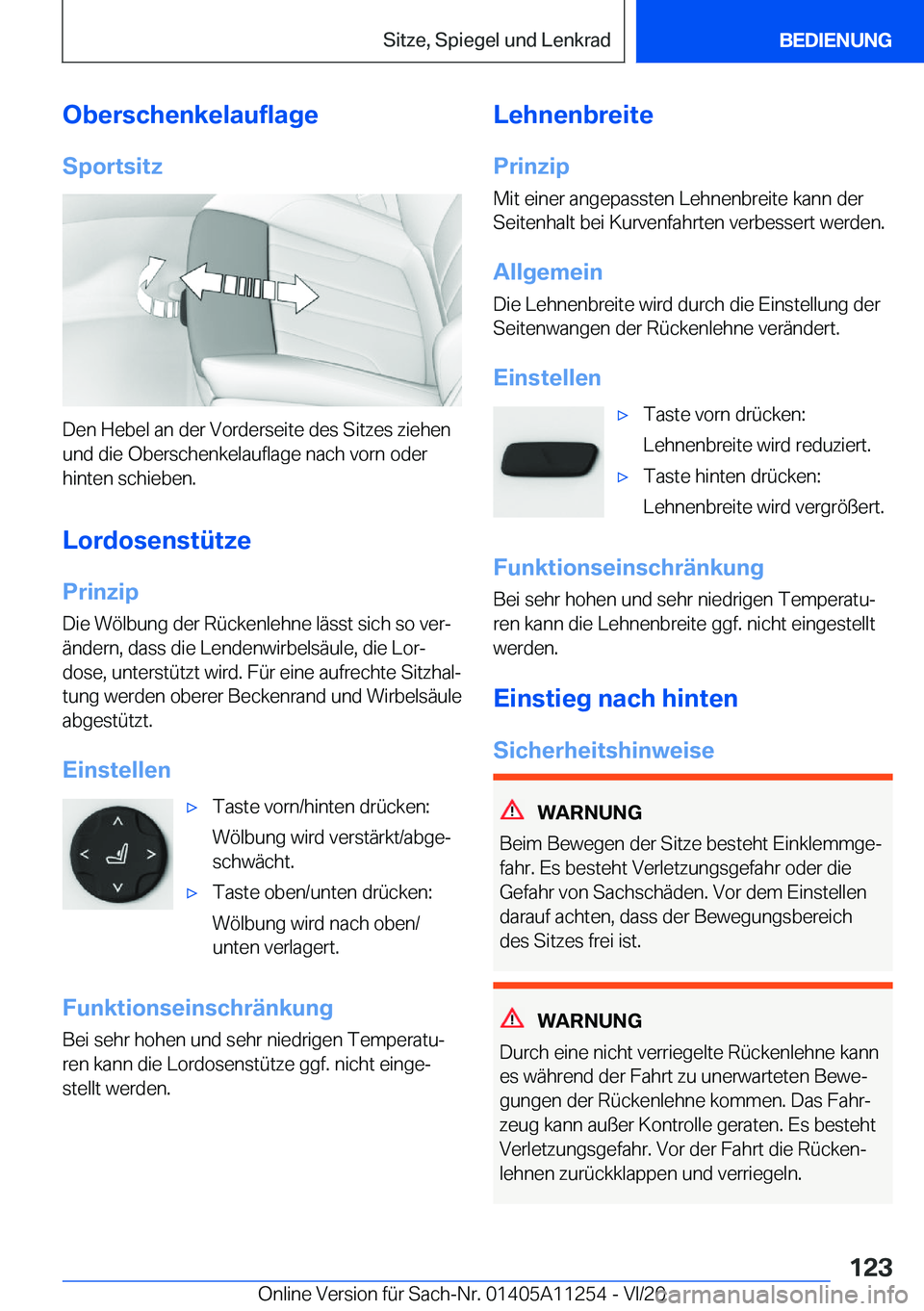 BMW 4 SERIES COUPE 2021  Betriebsanleitungen (in German) �O�b�e�r�s�c�h�e�n�k�e�l�a�u�f�l�a�g�e
�S�p�o�r�t�s�i�t�z
�D�e�n��H�e�b�e�l��a�n��d�e�r��V�o�r�d�e�r�s�e�i�t�e��d�e�s��S�i�t�z�e�s��z�i�e�h�e�n
�u�n�d��d�i�e��O�b�e�r�s�c�h�e�n�k�e�l�a�u�f�l�