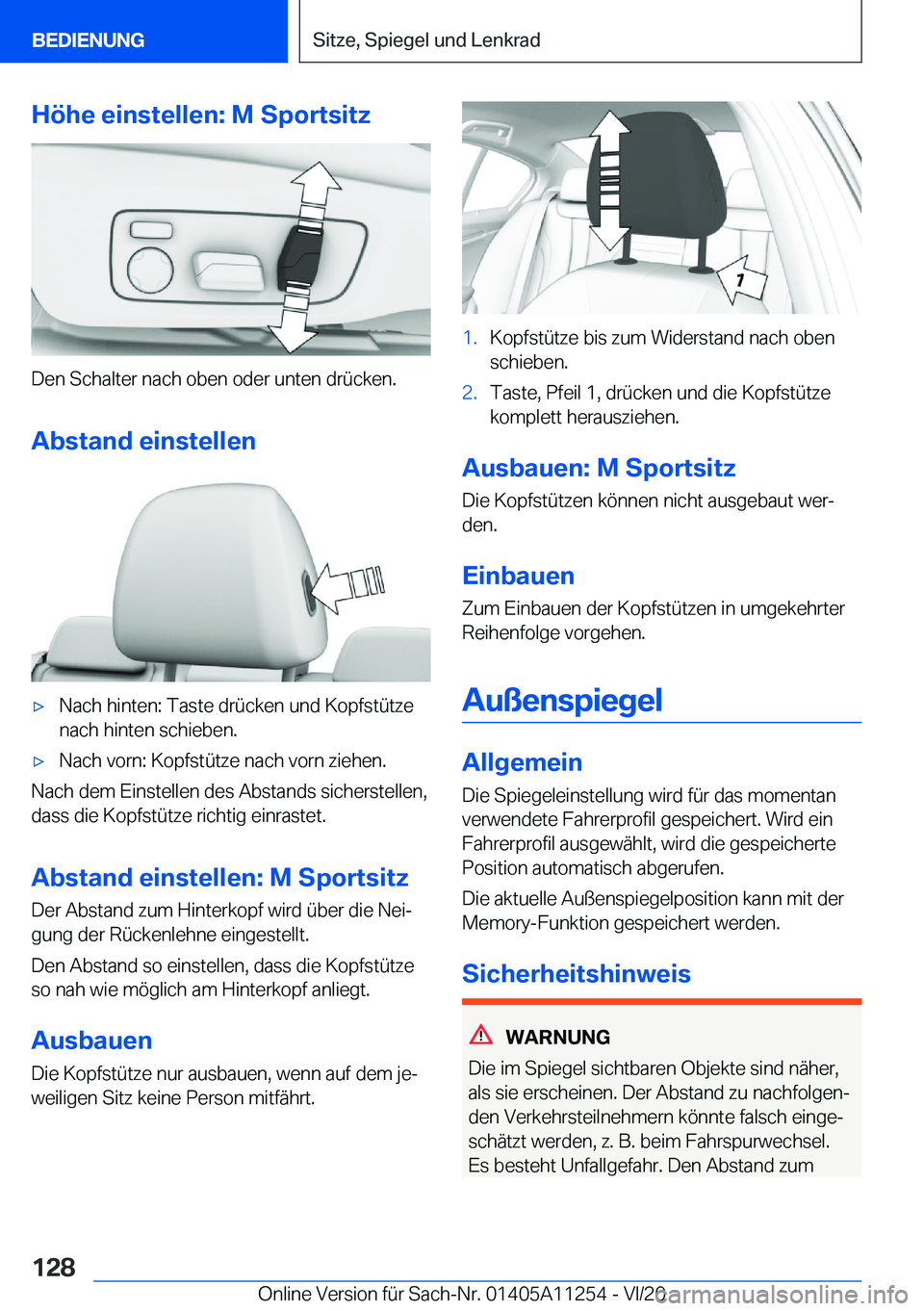 BMW 4 SERIES COUPE 2021  Betriebsanleitungen (in German) �H�