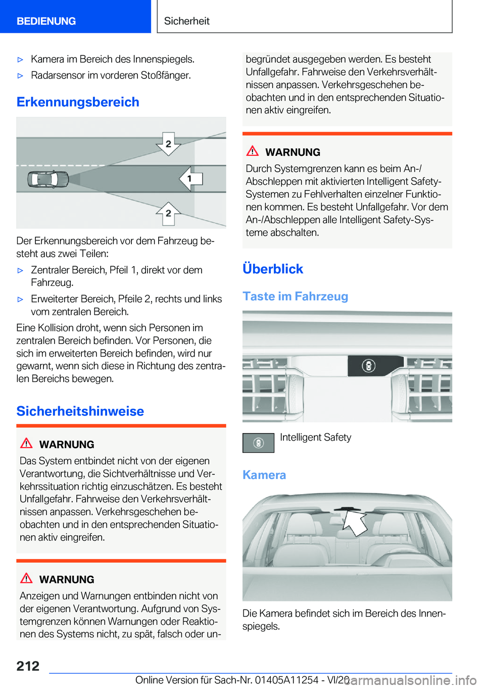 BMW 4 SERIES COUPE 2021  Betriebsanleitungen (in German) 'x�K�a�m�e�r�a��i�m��B�e�r�e�i�c�h��d�e�s��I�n�n�e�n�s�p�i�e�g�e�l�s�.'x�R�a�d�a�r�s�e�n�s�o�r��i�m��v�o�r�d�e�r�e�n��S�t�o�ß�f�