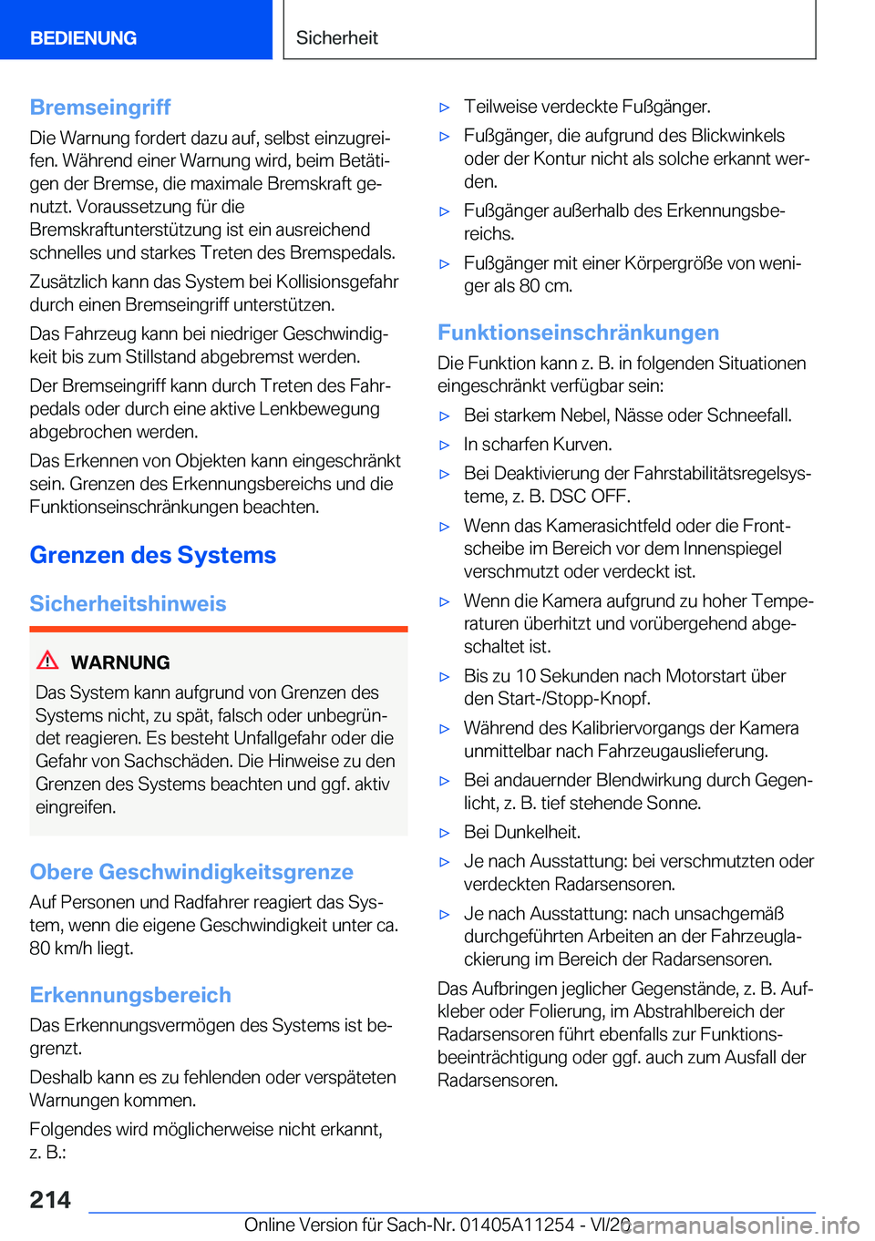 BMW 4 SERIES COUPE 2021  Betriebsanleitungen (in German) �B�r�e�m�s�e�i�n�g�r�i�f�f
�D�i�e��W�a�r�n�u�n�g��f�o�r�d�e�r�t��d�a�z�u��a�u�f�,��s�e�l�b�s�t��e�i�n�z�u�g�r�e�ij
�f�e�n�.��W�