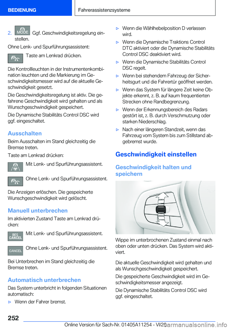 BMW 4 SERIES COUPE 2021  Betriebsanleitungen (in German) �2�.���G�g�f�.��G�e�s�c�h�w�i�n�d�i�g�k�e�i�t�s�r�e�g�e�l�u�n�g��e�i�nj
�s�t�e�l�l�e�n�.
�O�h�n�e��L�e�n�k�-��u�n�d��S�p�u�r�f�
