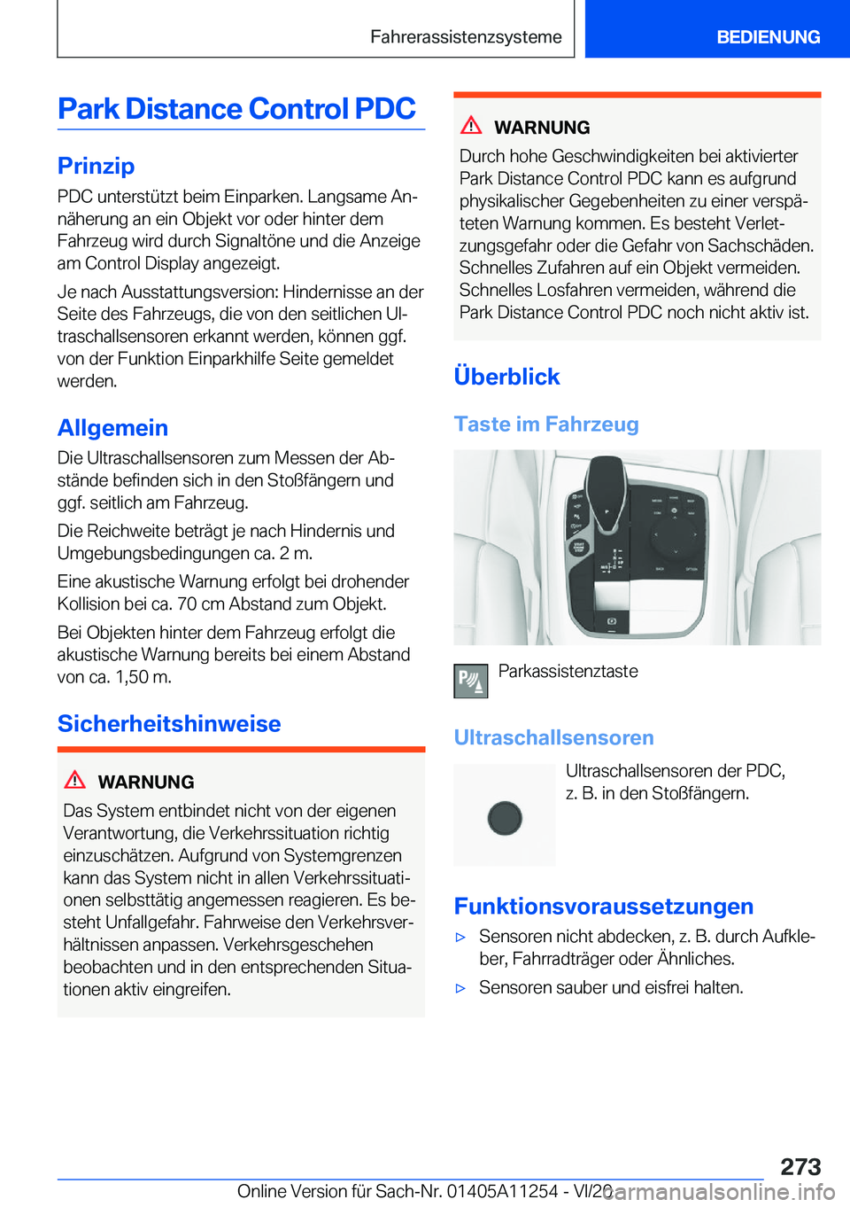 BMW 4 SERIES COUPE 2021  Betriebsanleitungen (in German) �P�a�r�k��D�i�s�t�a�n�c�e��C�o�n�t�r�o�l��P�D�C
�P�r�i�n�z�i�p
�P�D�C��u�n�t�e�r�s�t�