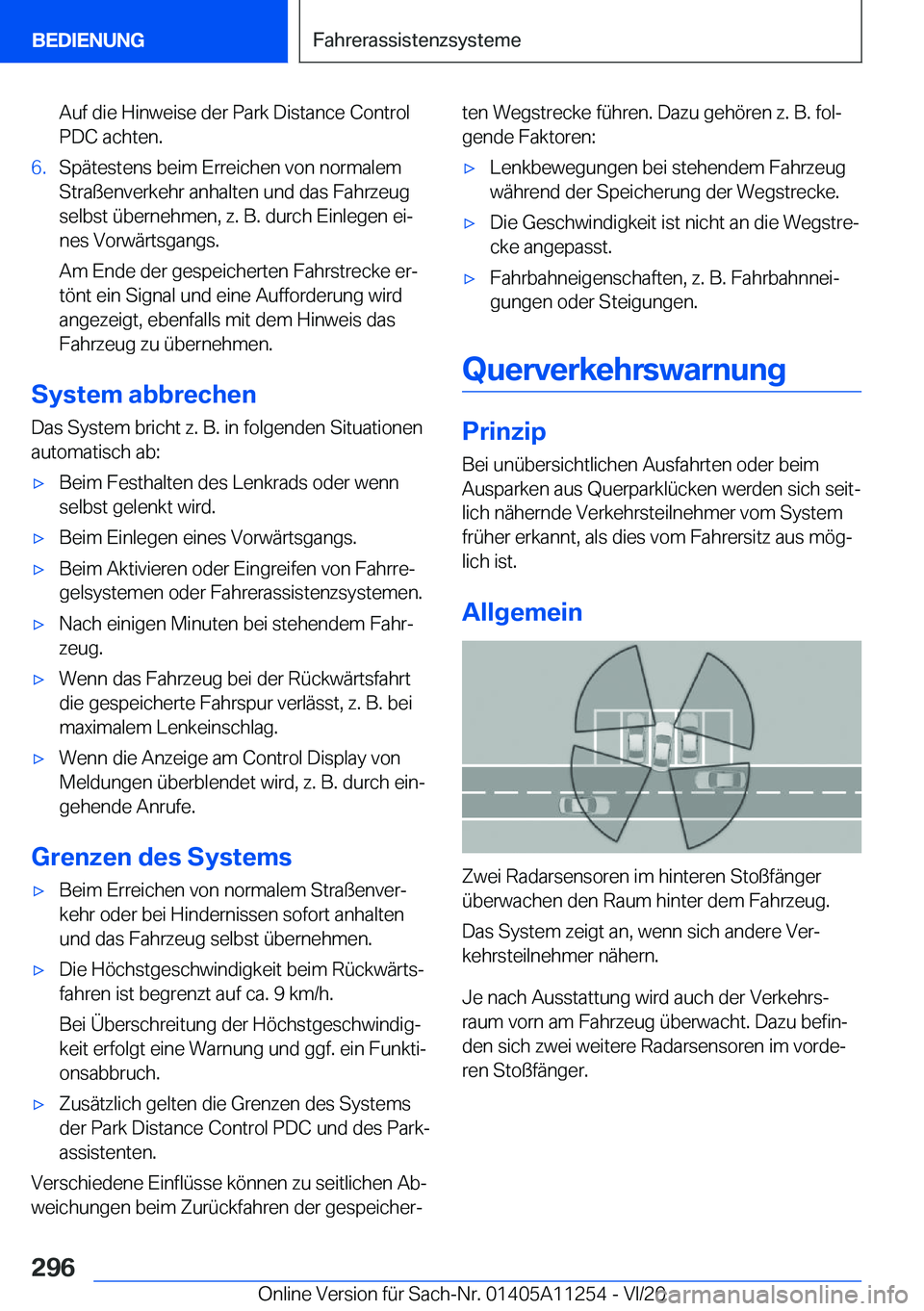 BMW 4 SERIES COUPE 2021  Betriebsanleitungen (in German) �A�u�f��d�i�e��H�i�n�w�e�i�s�e��d�e�r��P�a�r�k��D�i�s�t�a�n�c�e��C�o�n�t�r�o�l�P�D�C��a�c�h�t�e�n�.�6�.�S�p�