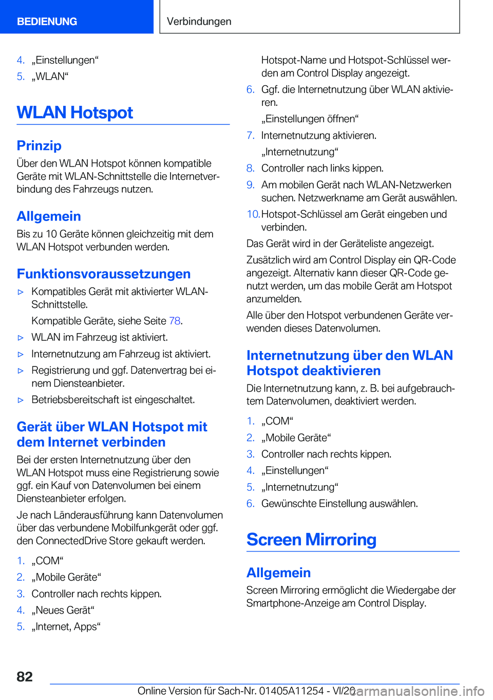 BMW 4 SERIES COUPE 2021  Betriebsanleitungen (in German) �4�.x�E�i�n�s�t�e�l�l�u�n�g�e�nv�5�.x�W�L�A�Nv
�W�L�A�N��H�o�t�s�p�o�t
�P�r�i�n�z�i�p
�