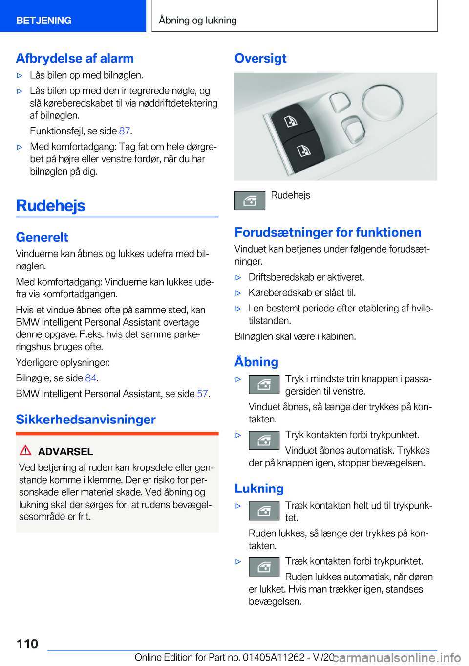 BMW 4 SERIES COUPE 2021  InstruktionsbØger (in Danish) �A�f�b�r�y�d�e�l�s�e��a�f��a�l�a�r�m'x�L�å�s��b�i�l�e�n��o�p��m�e�d��b�i�l�n�
