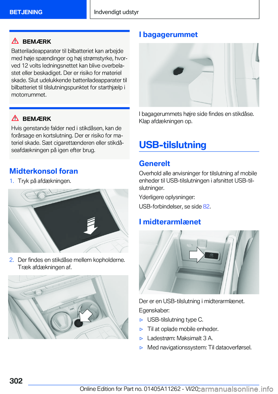 BMW 4 SERIES COUPE 2021  InstruktionsbØger (in Danish) �B�E�M�Æ�R�K
�B�a�t�t�e�r�i�l�a�d�e�a�p�p�a�r�a�t�e�r��t�i�l��b�i�l�b�a�t�t�e�r�i�e�t��k�a�n��a�r�b�e�j�d�e �m�e�d��h�