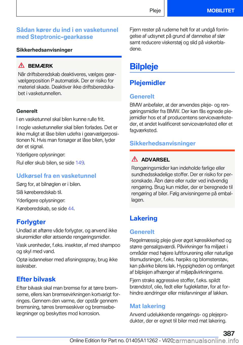 BMW 4 SERIES COUPE 2021  InstruktionsbØger (in Danish) �S�å�d�a�n��k�