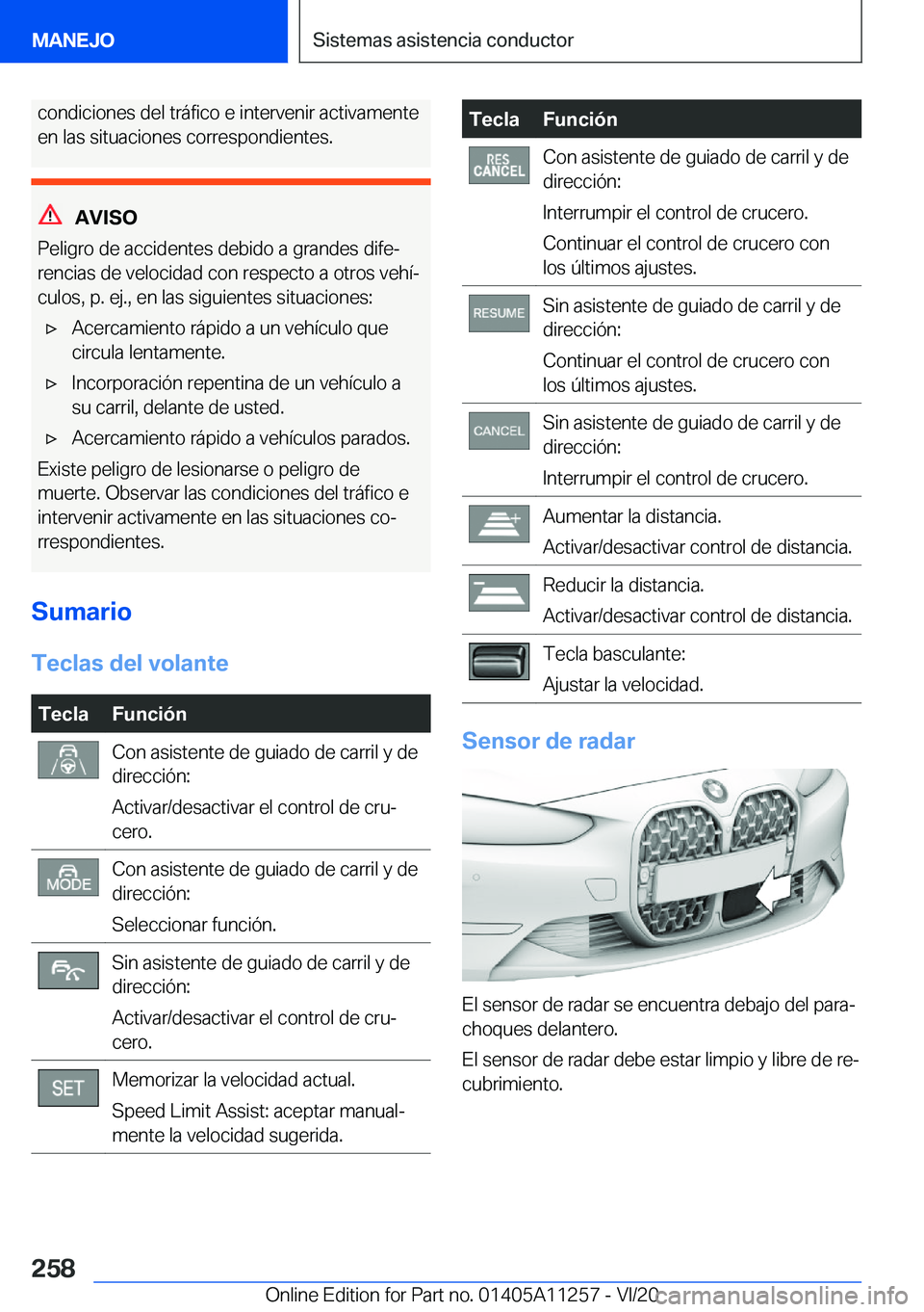 BMW 4 SERIES COUPE 2021  Manuales de Empleo (in Spanish) �c�o�n�d�i�c�i�o�n�e�s��d�e�l��t�r�á�f�i�c�o��e��i�n�t�e�r�v�e�n�i�r��a�c�t�i�v�a�m�e�n�t�e�e�n��l�a�s��s�i�t�u�a�c�i�o�n�e�s��c�o�r�r�e�s�p�o�n�d�i�e�n�t�e�s�.
�A�V�I�S�O
�P�e�l�i�g�r�o��d�