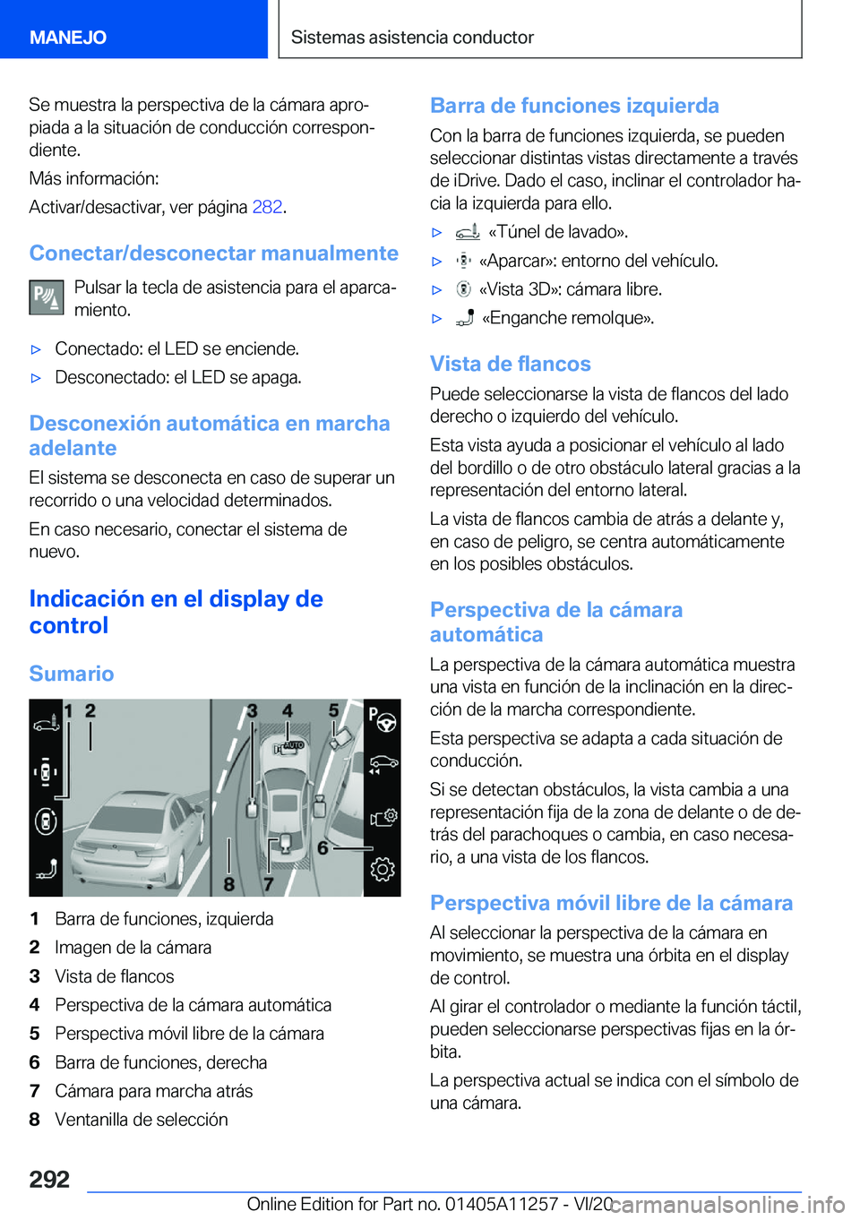 BMW 4 SERIES COUPE 2021  Manuales de Empleo (in Spanish) �S�e��m�u�e�s�t�r�a��l�a��p�e�r�s�p�e�c�t�i�v�a��d�e��l�a��c�á�m�a�r�a��a�p�r�oª
�p�i�a�d�a��a��l�a��s�i�t�u�a�c�i�