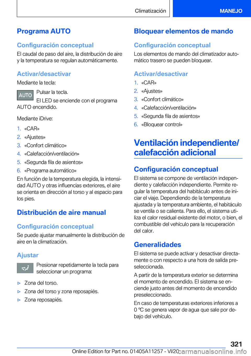 BMW 4 SERIES COUPE 2021  Manuales de Empleo (in Spanish) �P�r�o�g�r�a�m�a��A�U�T�O
�C�o�n�f�i�g�u�r�a�c�i�