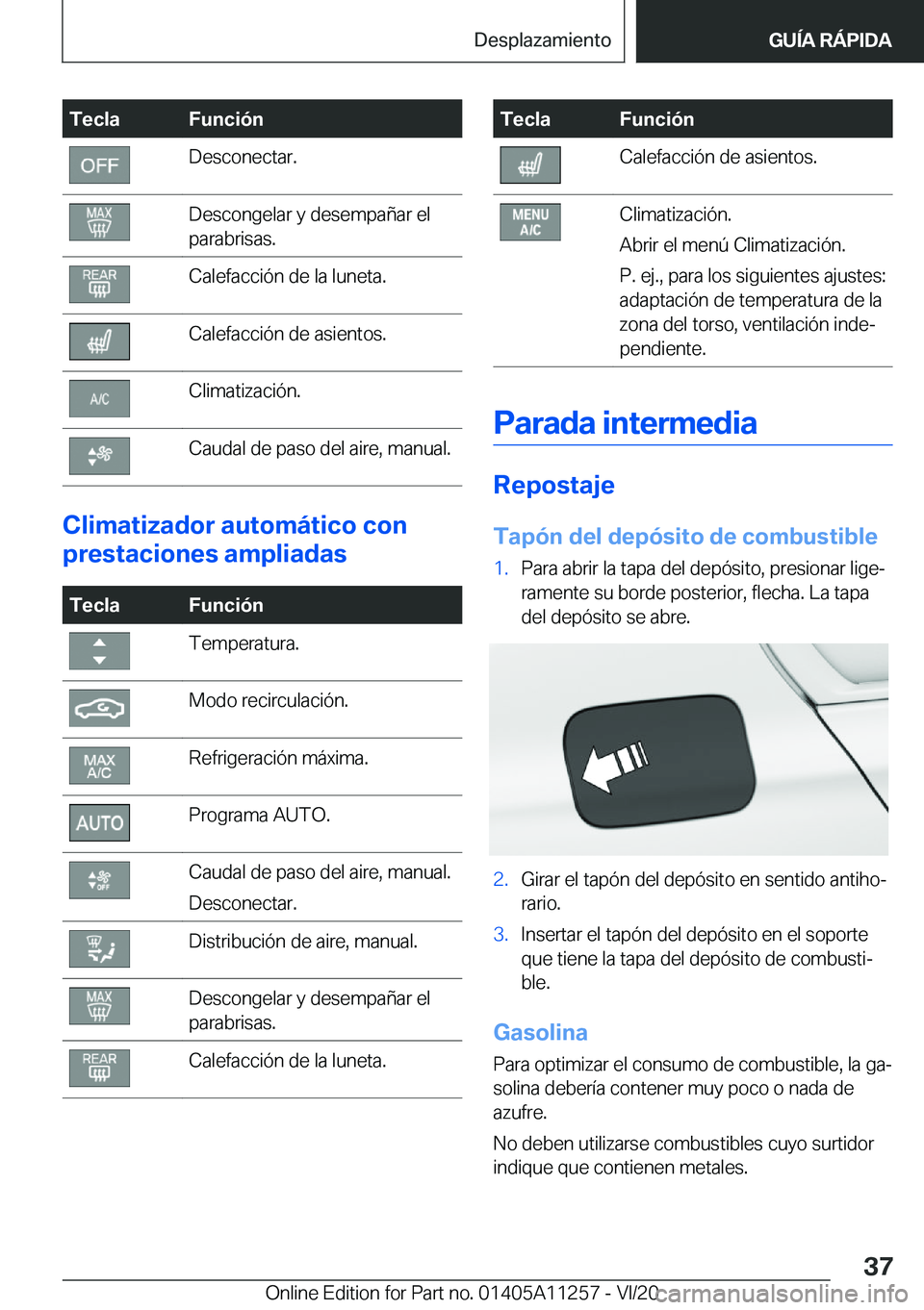 BMW 4 SERIES COUPE 2021  Manuales de Empleo (in Spanish) �T�e�c�l�a�F�u�n�c�i�