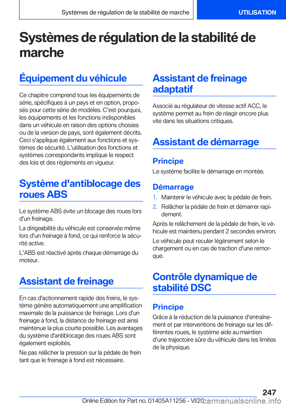 BMW 4 SERIES COUPE 2021  Notices Demploi (in French) �S�y�s�t�è�m�e�s��d�e��r�é�g�u�l�a�t�i�o�n��d�e��l�a��s�t�a�b�i�l�i�t�é��d�e�m�a�r�c�h�e�