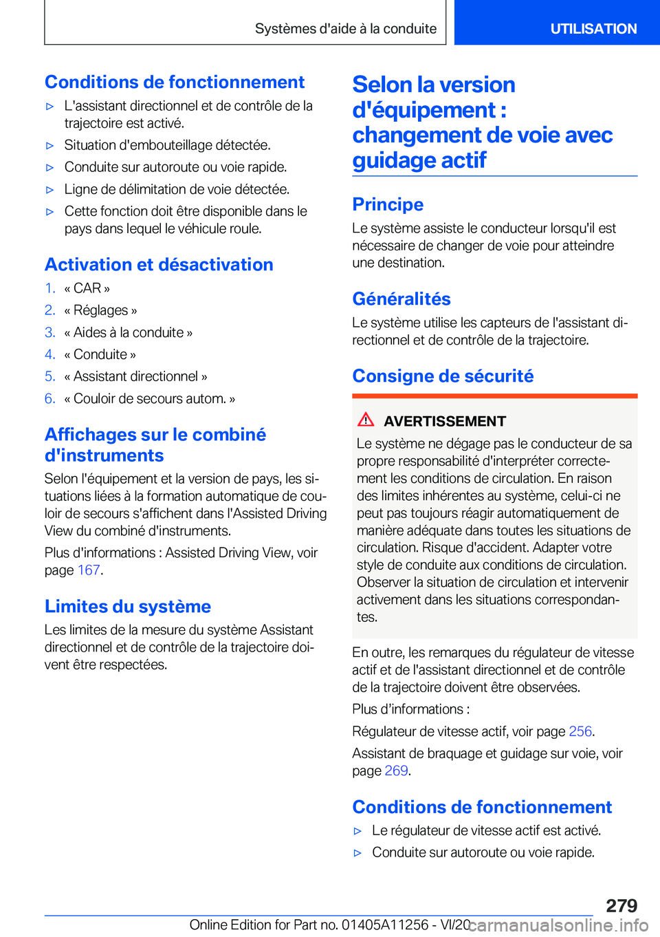 BMW 4 SERIES COUPE 2021  Notices Demploi (in French) �C�o�n�d�i�t�i�o�n�s��d�e��f�o�n�c�t�i�o�n�n�e�m�e�n�t'x�L�'�a�s�s�i�s�t�a�n�t��d�i�r�e�c�t�i�o�n�n�e�l��e�t��d�e��c�o�n�t�r�