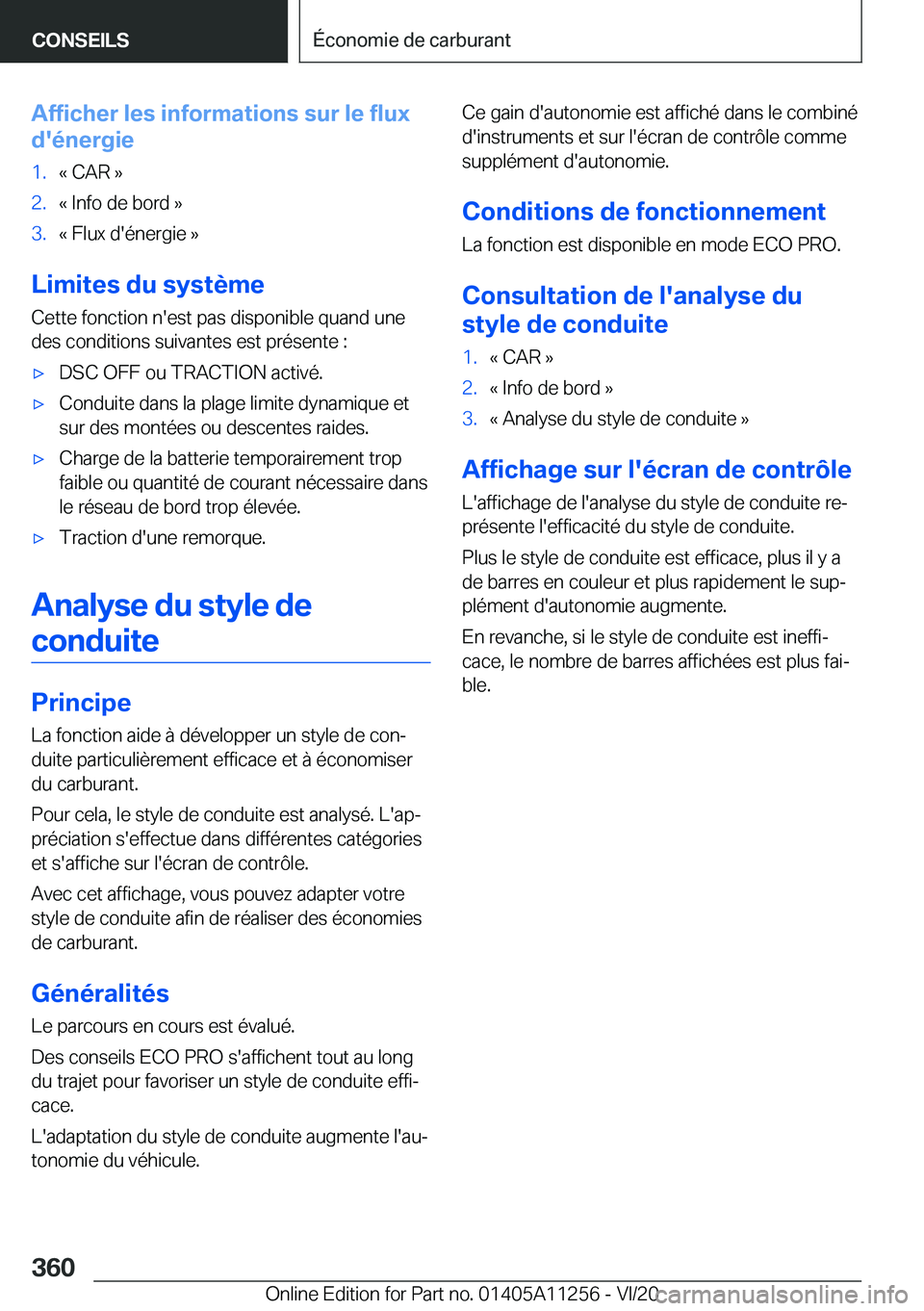 BMW 4 SERIES COUPE 2021  Notices Demploi (in French) �A�f�f�i�c�h�e�r��l�e�s��i�n�f�o�r�m�a�t�i�o�n�s��s�u�r��l�e��f�l�u�x
�d�'�é�n�e�r�g�i�e�1�.�k��C�A�R��{�2�.�k��I�n�f�o��d�e��b�o�r�d��{�3�.�k��F�l�u�x��d�'�é�n�e�r�g�i�e��{
�L
