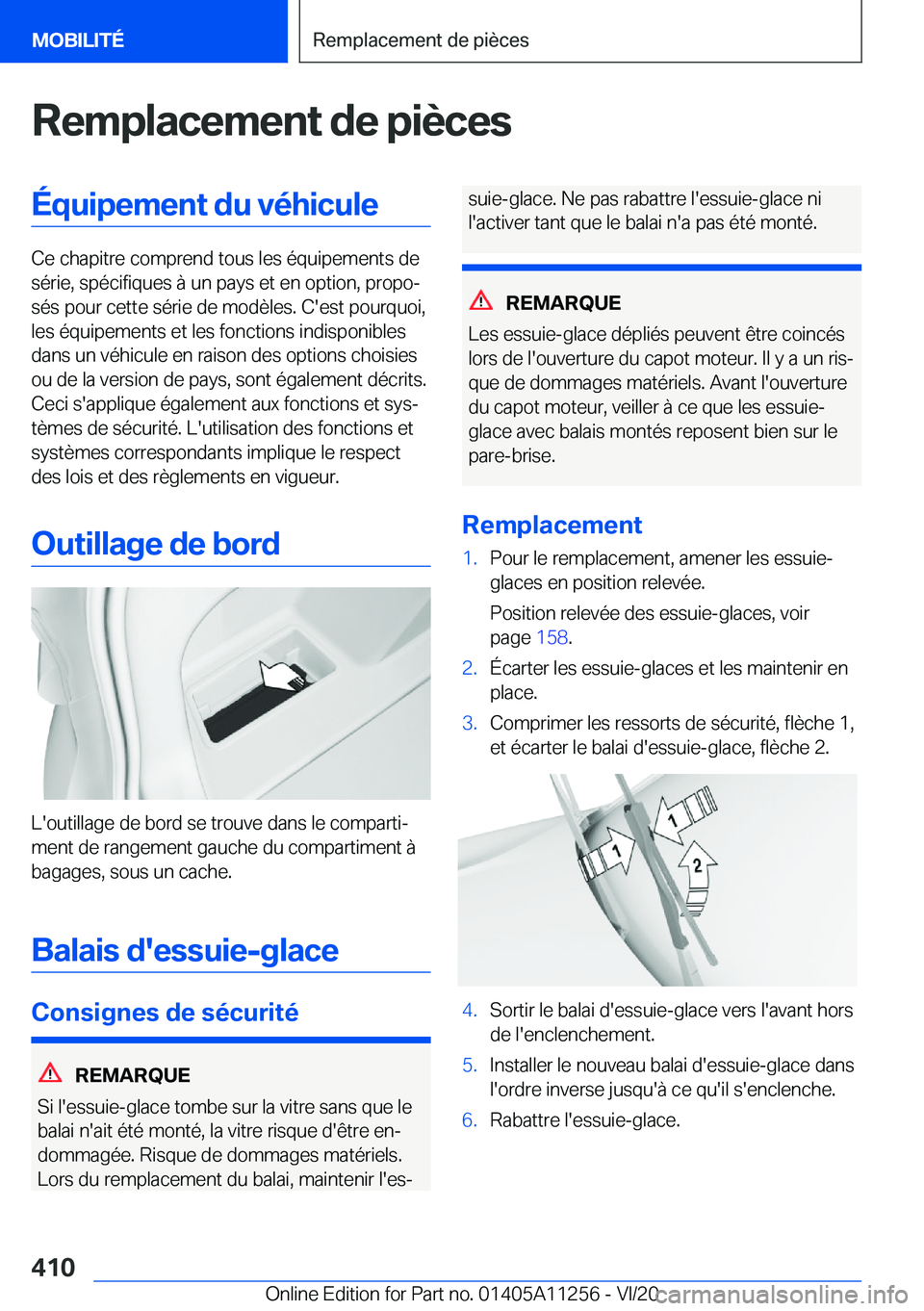 BMW 4 SERIES COUPE 2021  Notices Demploi (in French) �R�e�m�p�l�a�c�e�m�e�n�t��d�e��p�i�è�c�e�s�