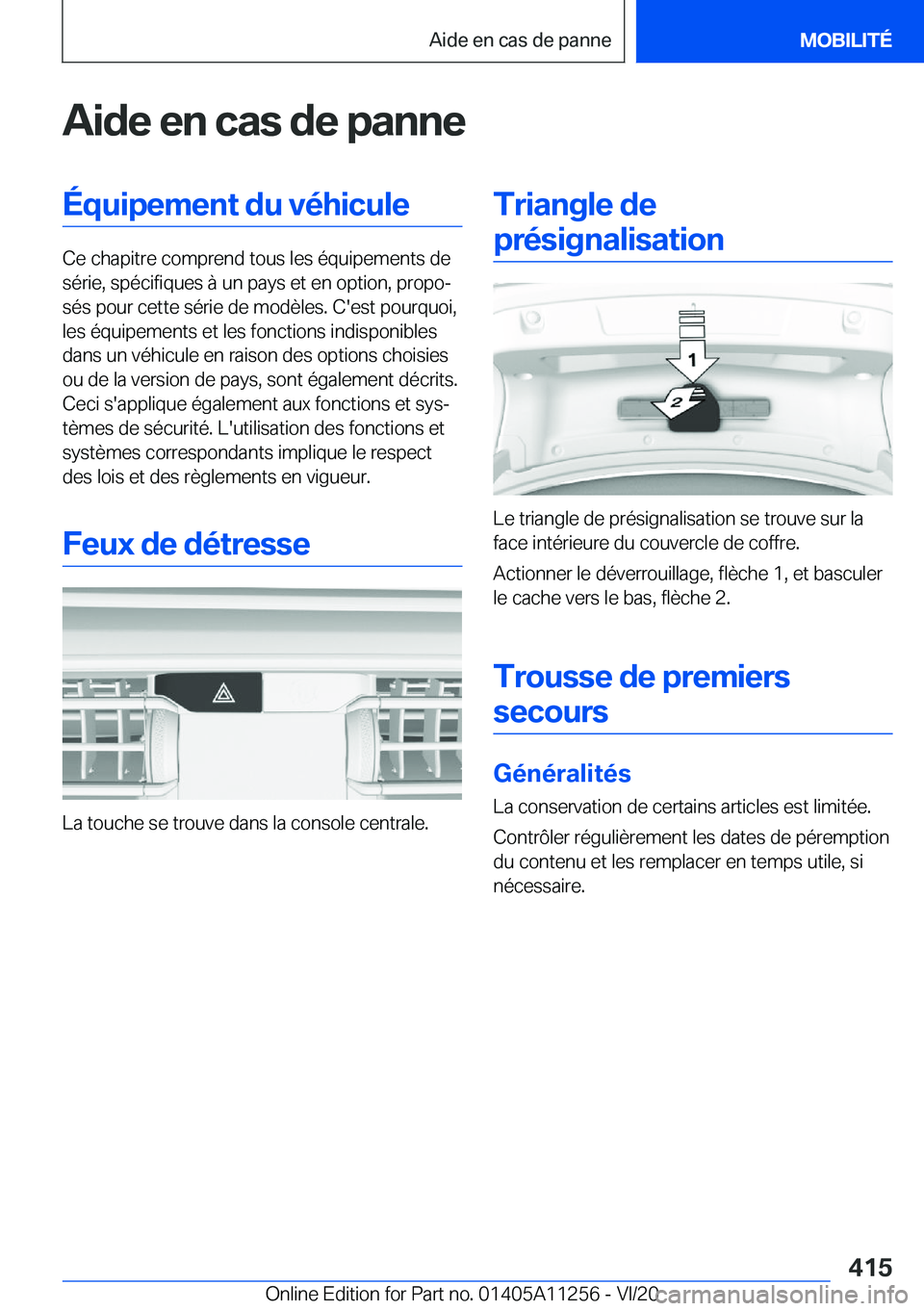BMW 4 SERIES COUPE 2021  Notices Demploi (in French) �A�i�d�e��e�n��c�a�s��d�e��p�a�n�n�e�