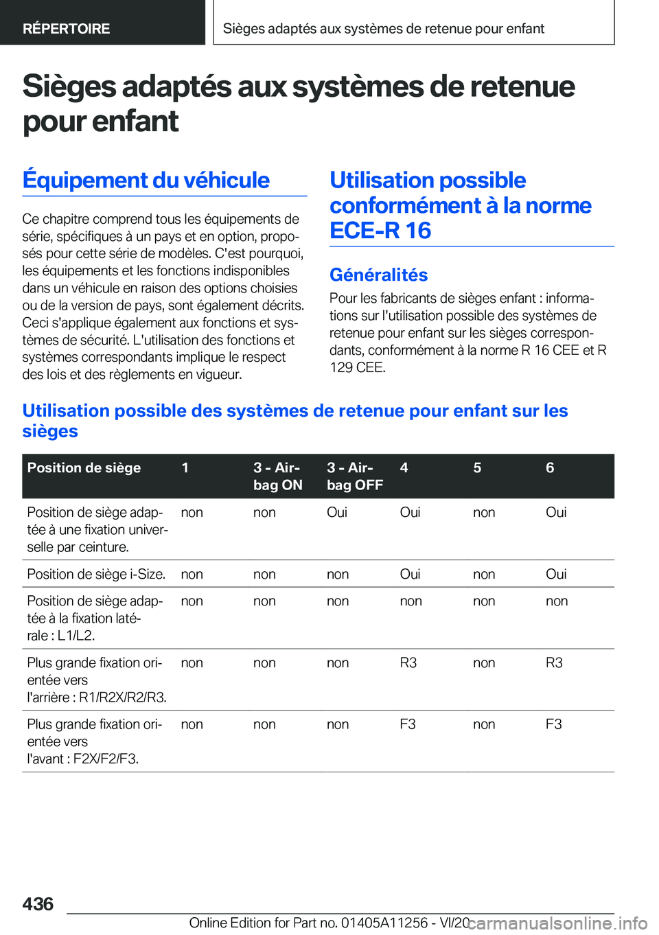 BMW 4 SERIES COUPE 2021  Notices Demploi (in French) �S�i�è�g�e�s��a�d�a�p�t�é�s��a�u�x��s�y�s�t�è�m�e�s��d�e��r�e�t�e�n�u�e
�p�o�u�r��e�n�f�a�n�t�
