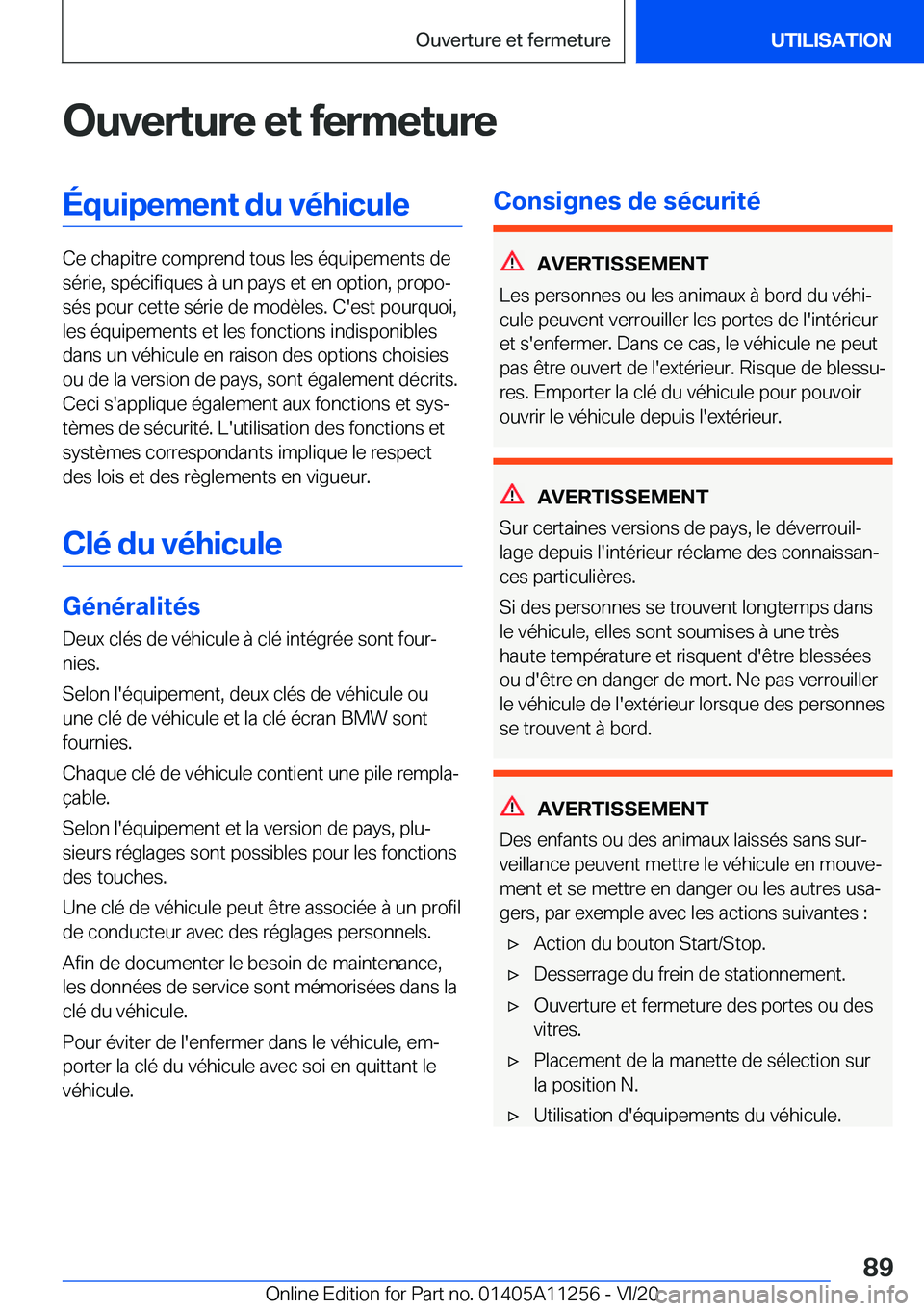 BMW 4 SERIES COUPE 2021  Notices Demploi (in French) �O�u�v�e�r�t�u�r�e��e�t��f�e�r�m�e�t�u�r�e�