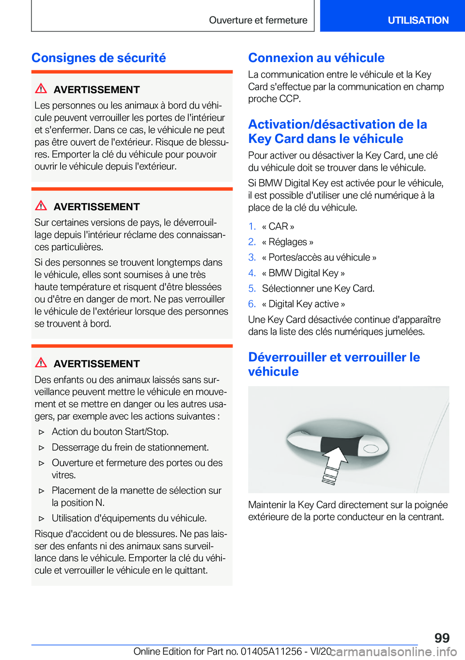 BMW 4 SERIES COUPE 2021  Notices Demploi (in French) �C�o�n�s�i�g�n�e�s��d�e��s�é�c�u�r�i�t�é
�A�V�E�R�T�I�S�S�E�M�E�N�T
�L�e�s��p�e�r�s�o�n�n�e�s��o�u��l�e�s��a�n�i�m�a�u�x��
