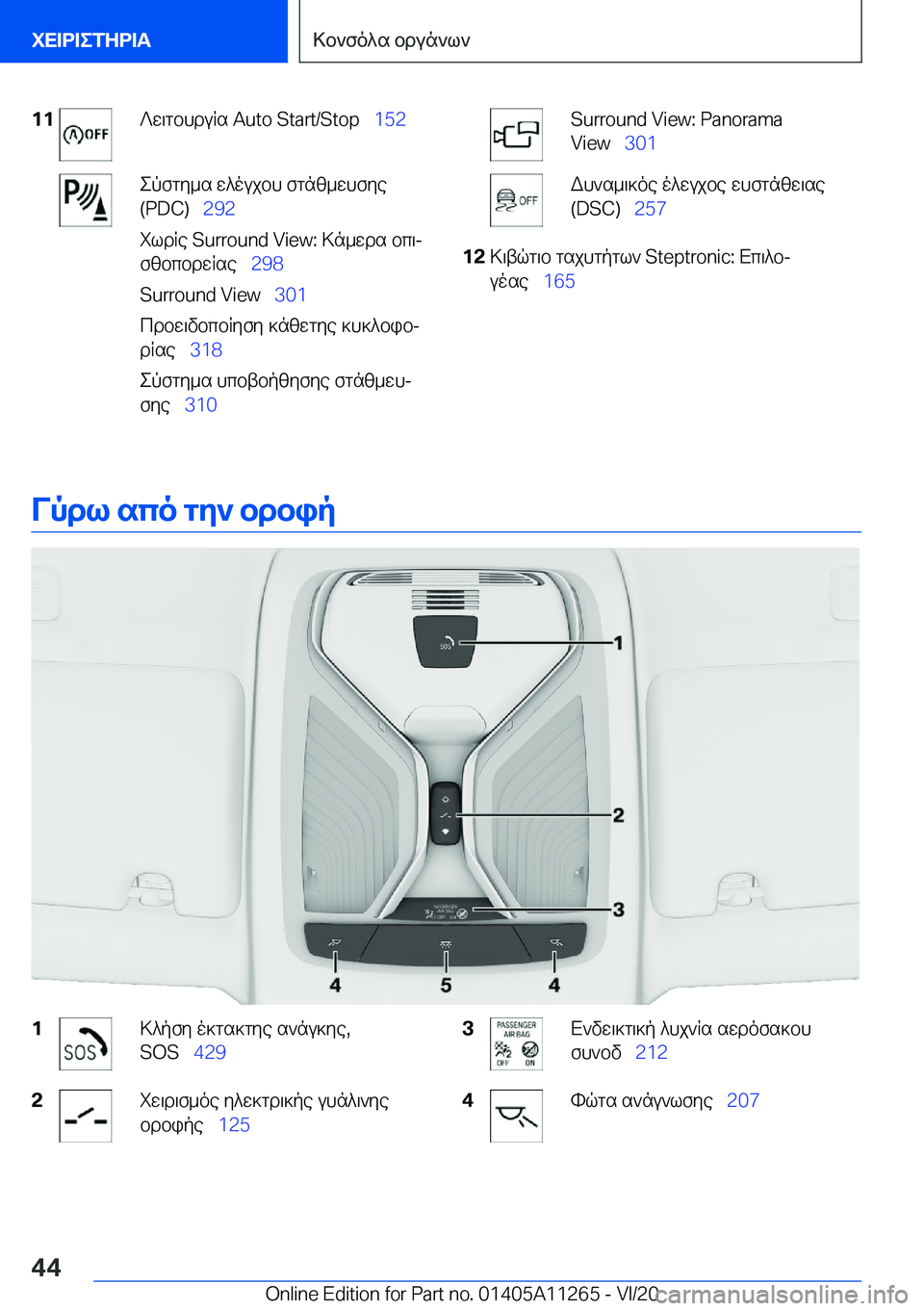 BMW 4 SERIES COUPE 2021  ΟΔΗΓΌΣ ΧΡΉΣΗΣ (in Greek) �1�1?w\gbhduqs��A�u�t�o��S�t�a�r�t�/�S�t�o�p\_�1�5�2epfgy_s�w^oujbh�fgnz_whfye
�(�P�D�C�)\_ �2�9�2
ildqe��S�u�r�r�o�u�n�d��V�i�e�w�:�>n_wds�b