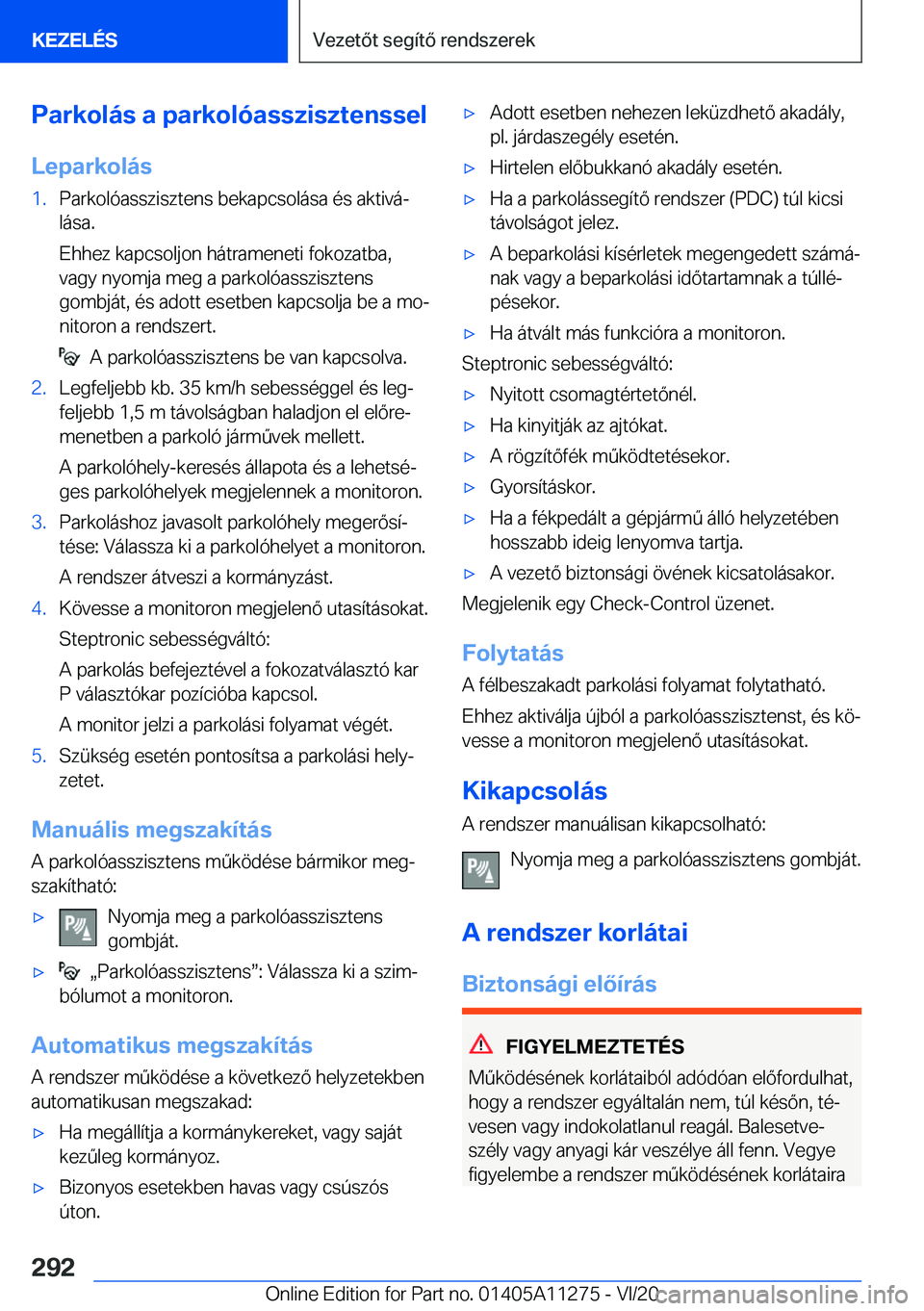 BMW 4 SERIES COUPE 2021  Kezelési útmutató (in Hungarian) �P�a�r�k�o�l�