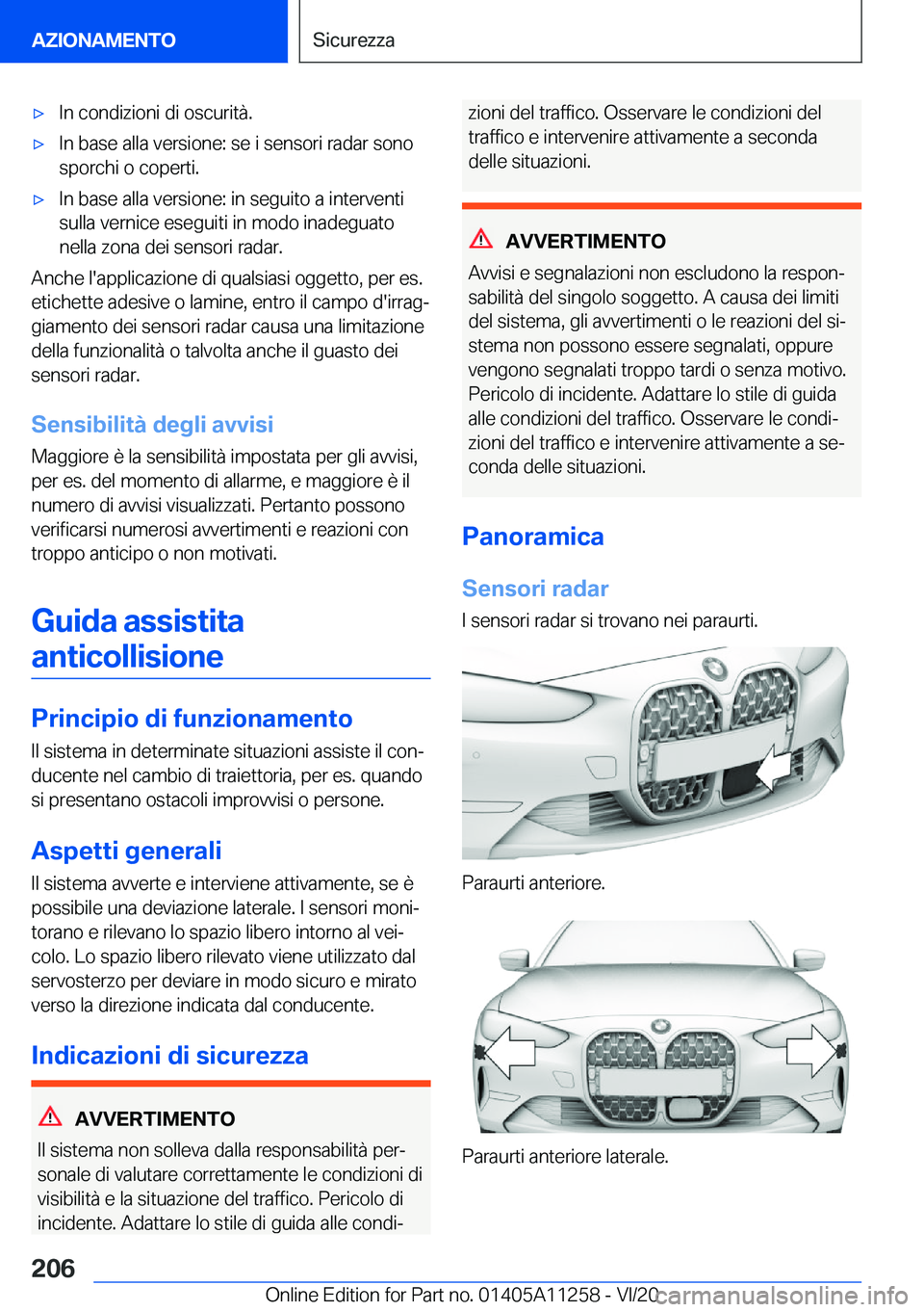 BMW 4 SERIES COUPE 2021  Libretti Di Uso E manutenzione (in Italian) 'x�I�n��c�o�n�d�i�z�i�o�n�i��d�i��o�s�c�u�r�i�t�