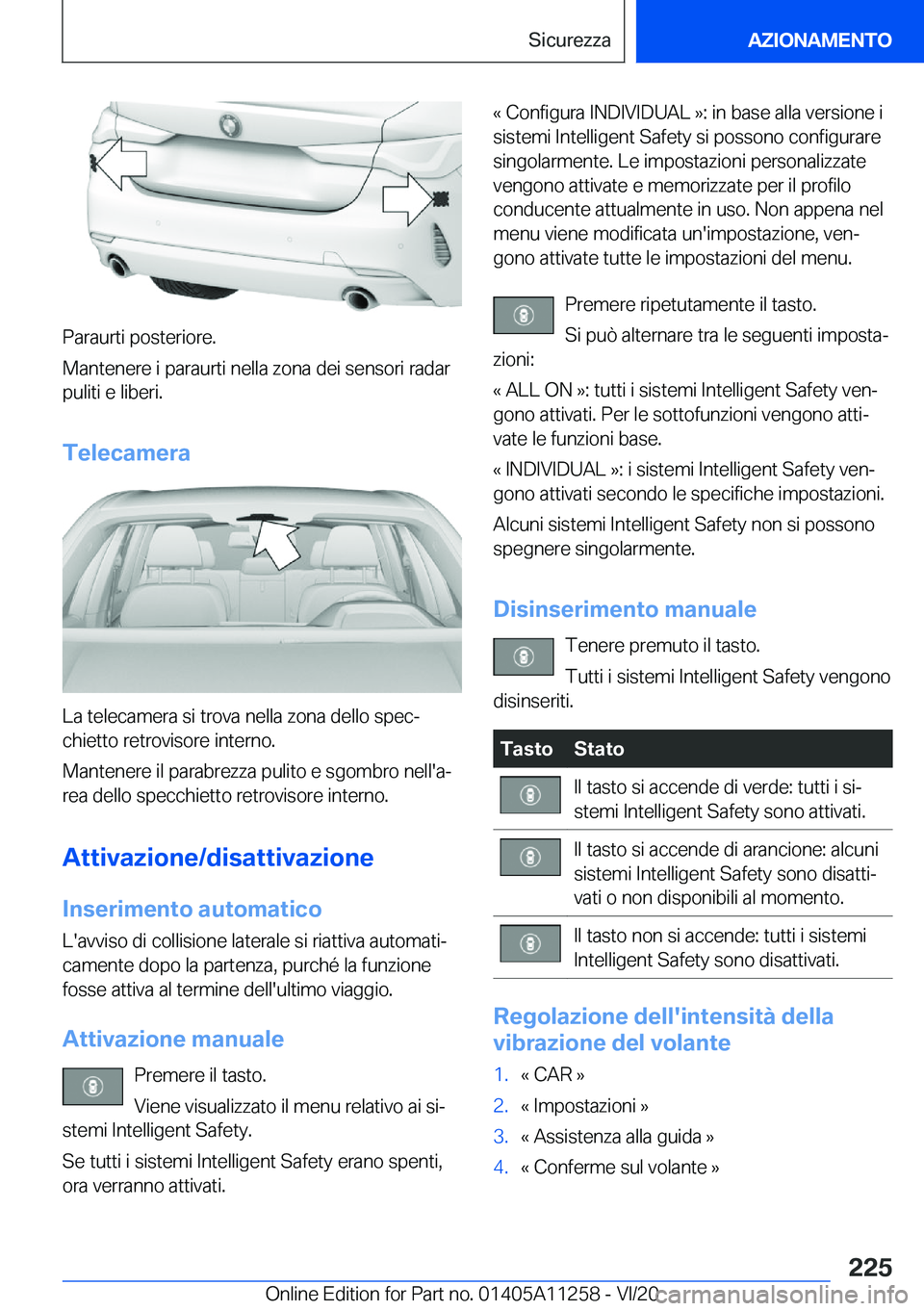 BMW 4 SERIES COUPE 2021  Libretti Di Uso E manutenzione (in Italian) �P�a�r�a�u�r�t�i��p�o�s�t�e�r�i�o�r�e�.
�M�a�n�t�e�n�e�r�e��i��p�a�r�a�u�r�t�i��n�e�l�l�a��z�o�n�a��d�e�i��s�e�n�s�o�r�i��r�a�d�a�r �p�u�l�i�t�i��e��l�i�b�e�r�i�.
�T�e�l�e�c�a�m�e�r�a
�L�a�