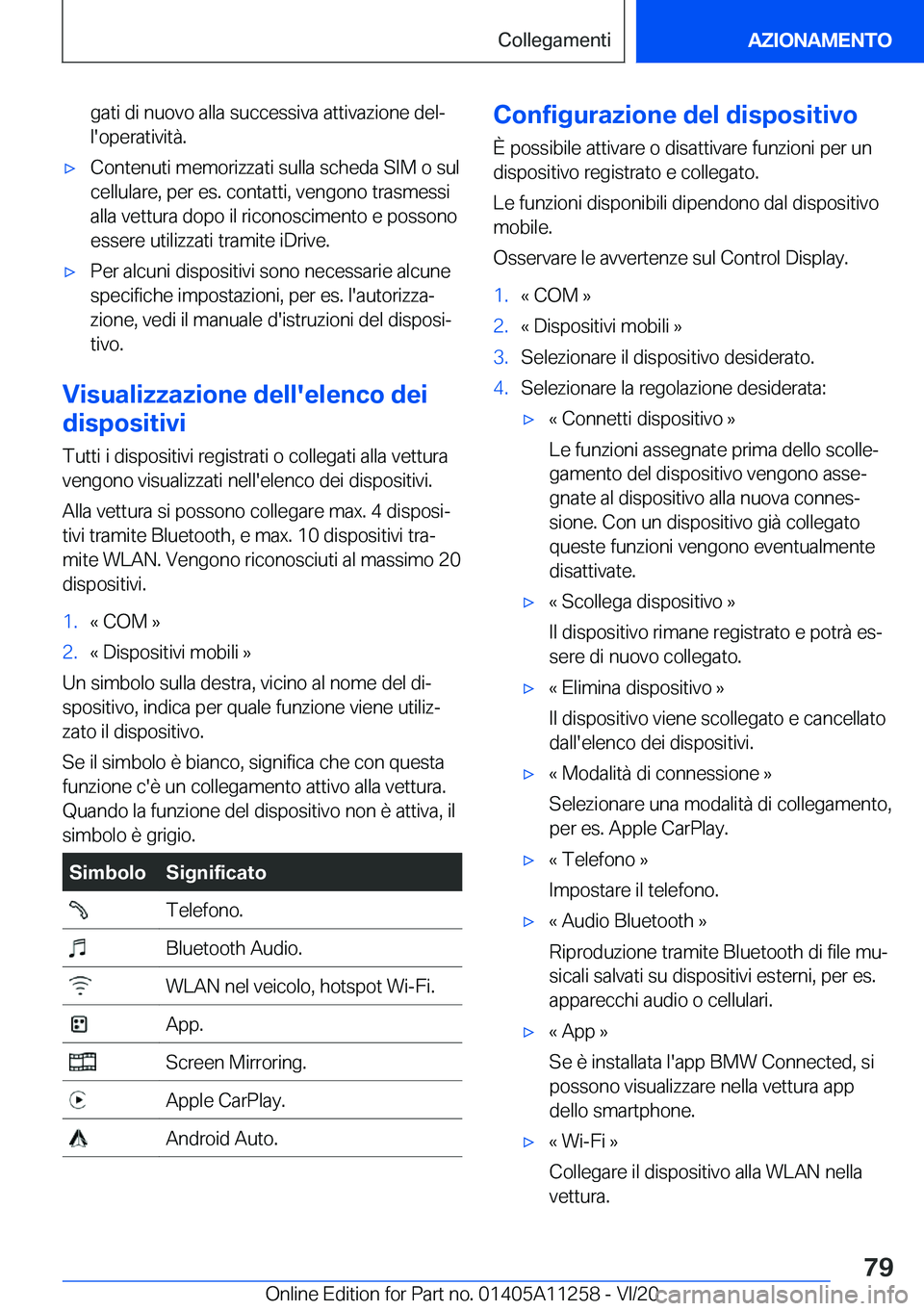 BMW 4 SERIES COUPE 2021  Libretti Di Uso E manutenzione (in Italian) �g�a�t�i��d�i��n�u�o�v�o��a�l�l�a��s�u�c�c�e�s�s�i�v�a��a�t�t�i�v�a�z�i�o�n�e��d�e�lª
�l�'�o�p�e�r�a�t�i�v�i�t�