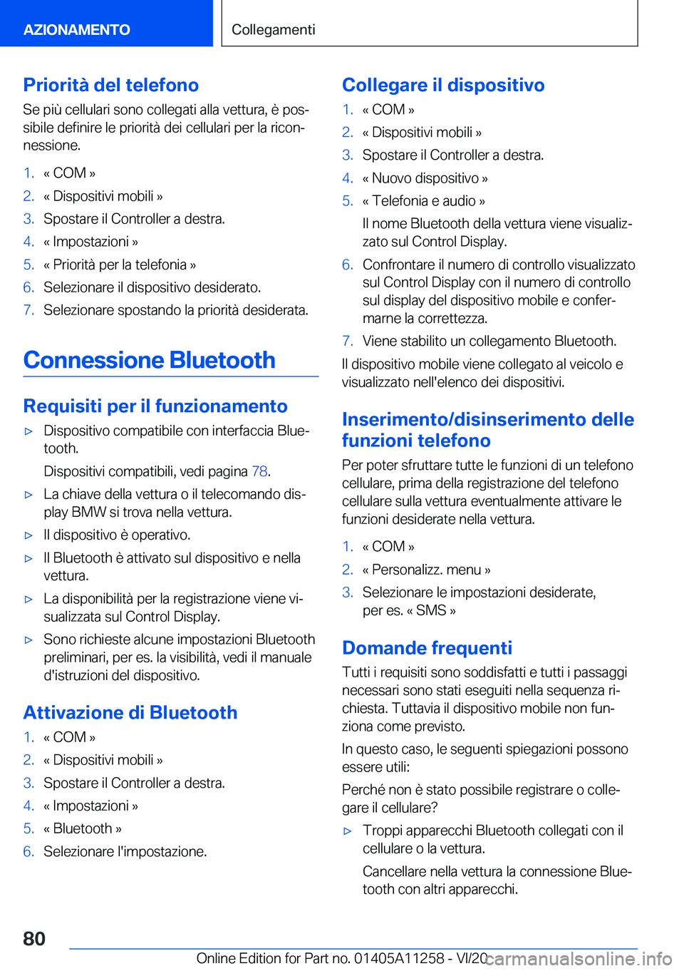 BMW 4 SERIES COUPE 2021  Libretti Di Uso E manutenzione (in Italian) �P�r�i�o�r�i�t�