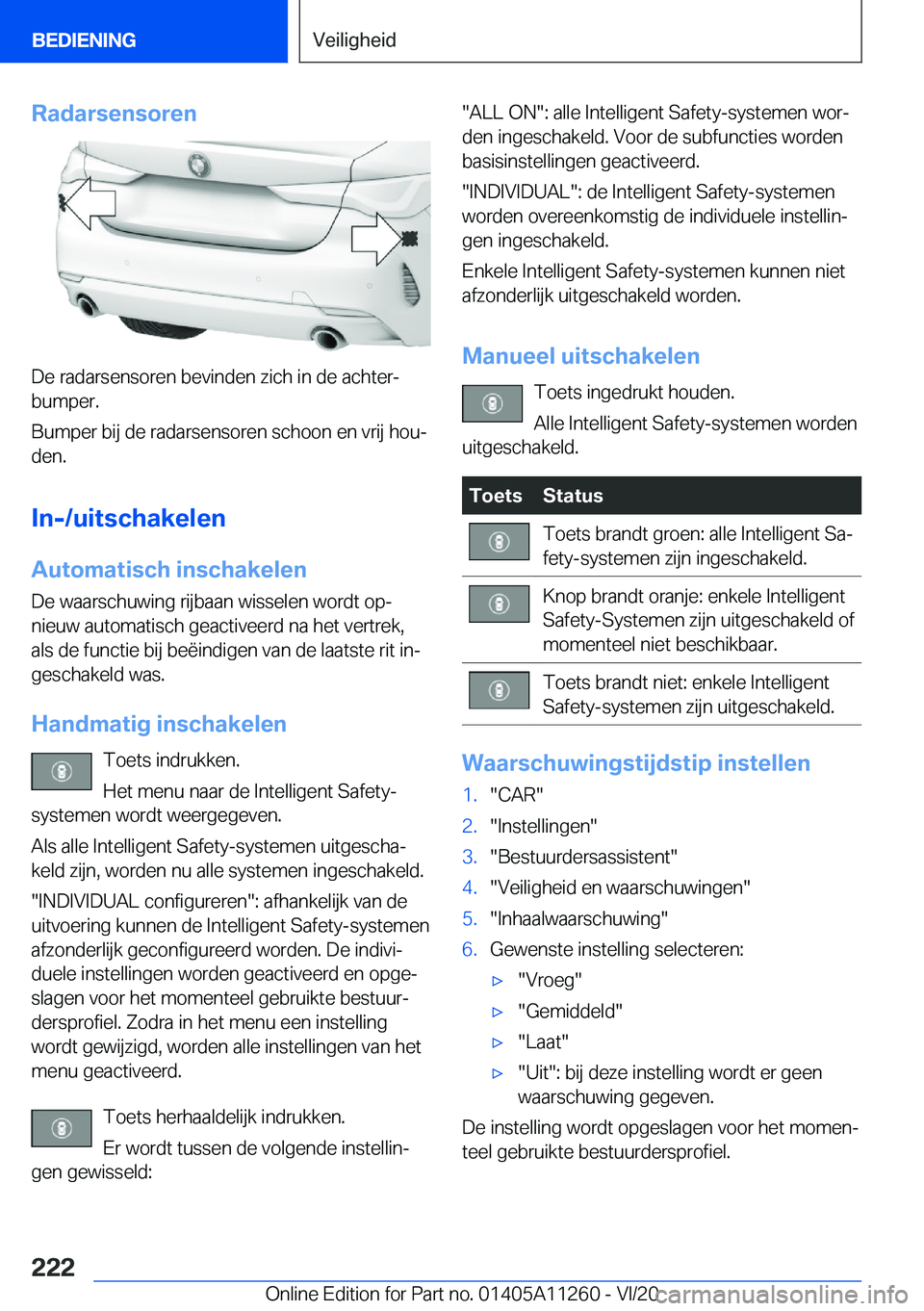 BMW 4 SERIES COUPE 2021  Instructieboekjes (in Dutch) �R�a�d�a�r�s�e�n�s�o�r�e�n
�D�e��r�a�d�a�r�s�e�n�s�o�r�e�n��b�e�v�i�n�d�e�n��z�i�c�h��i�n��d�e��a�c�h�t�e�rj�b�u�m�p�e�r�.
�B�u�m�p�e�r��b�i�j��d�e��r�a�d�a�r�s�e�n�s�o�r�e�n��s�c�h�o�o�n�