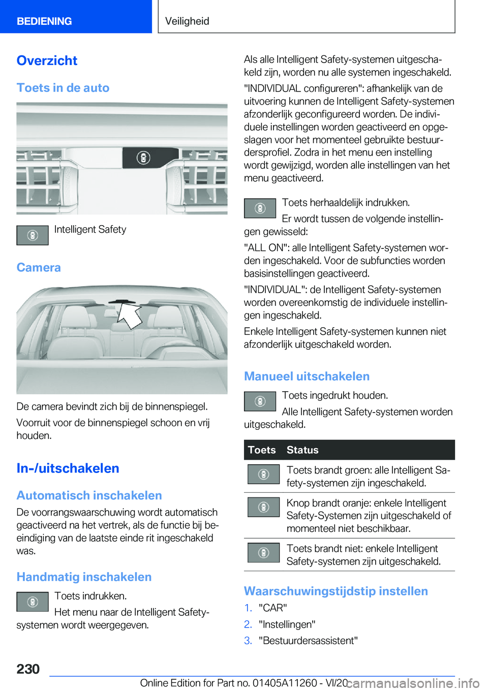 BMW 4 SERIES COUPE 2021  Instructieboekjes (in Dutch) �O�v�e�r�z�i�c�h�t�T�o�e�t�s��i�n��d�e��a�u�t�o
�I�n�t�e�l�l�i�g�e�n�t��S�a�f�e�t�y
�C�a�m�e�r�a
�D�e��c�a�m�e�r�a��b�e�v�i�n�d�t��z�i�c�h��b�i�j��d�e��b�i�n�n�e�n�s�p�i�e�g�e�l�. �V�o�o�r�r